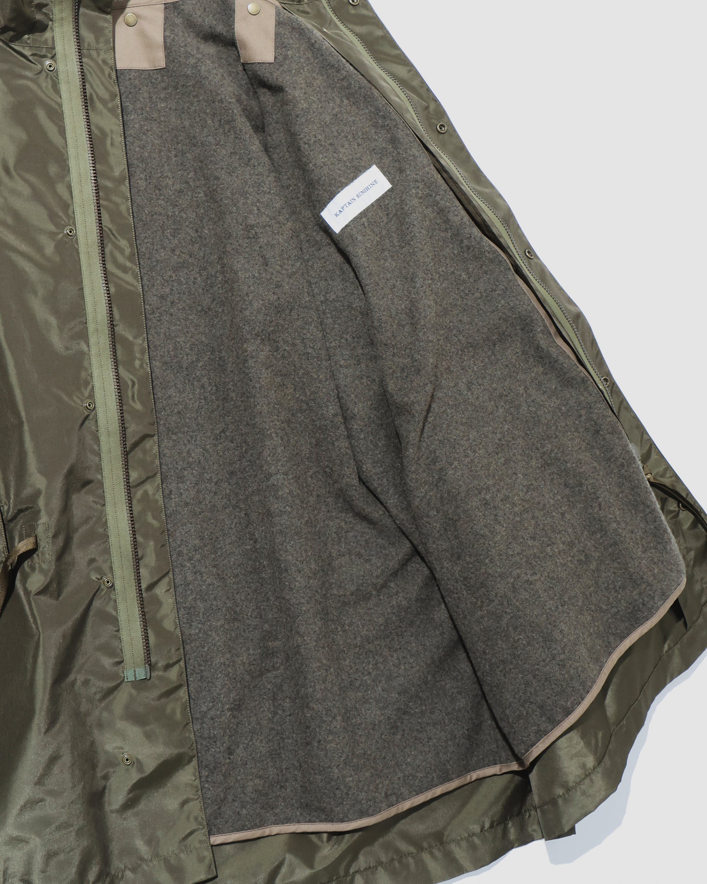 Silk Poly Mil Coat  OLIVE