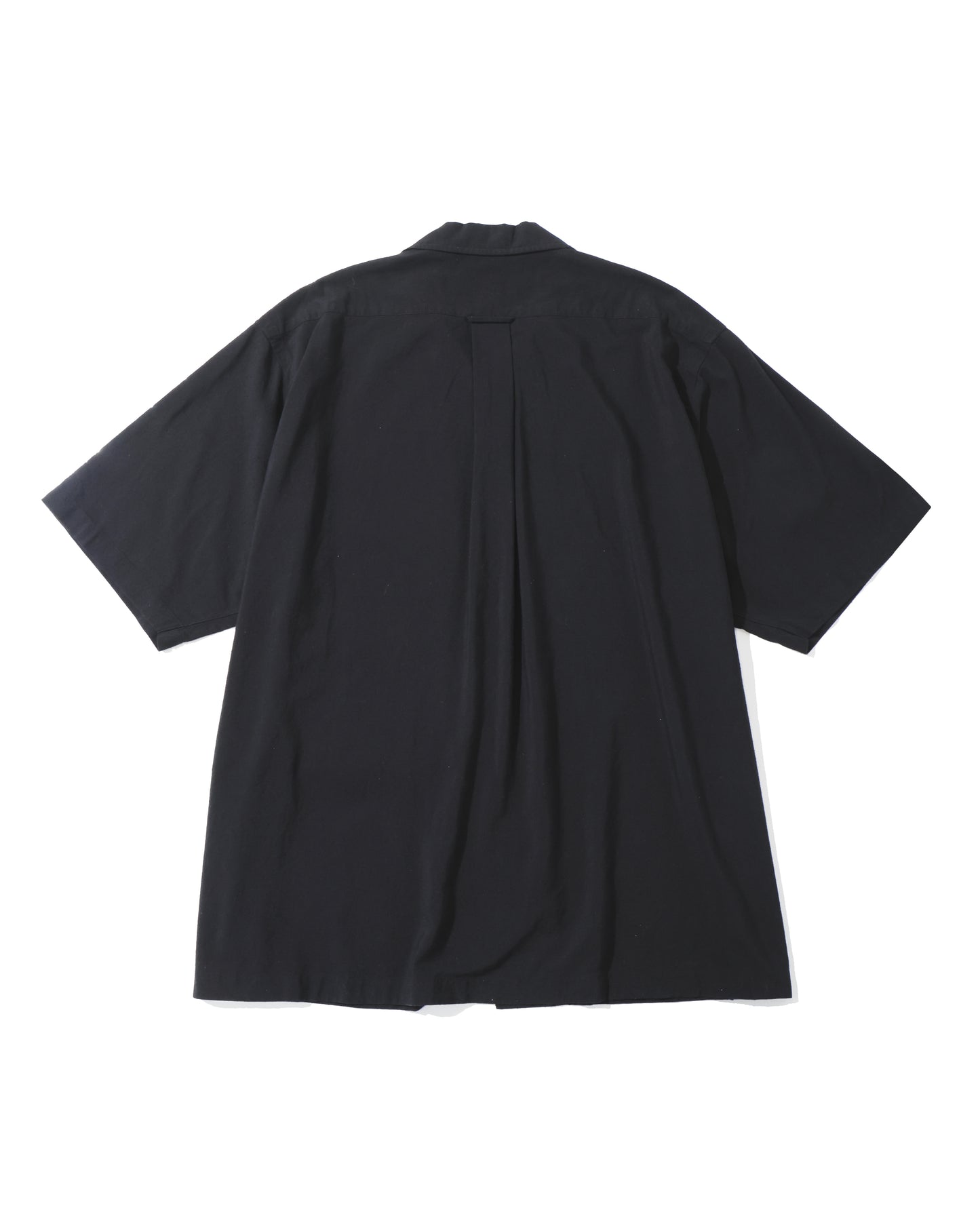 Silk cotton nep Opencollar shirt Black