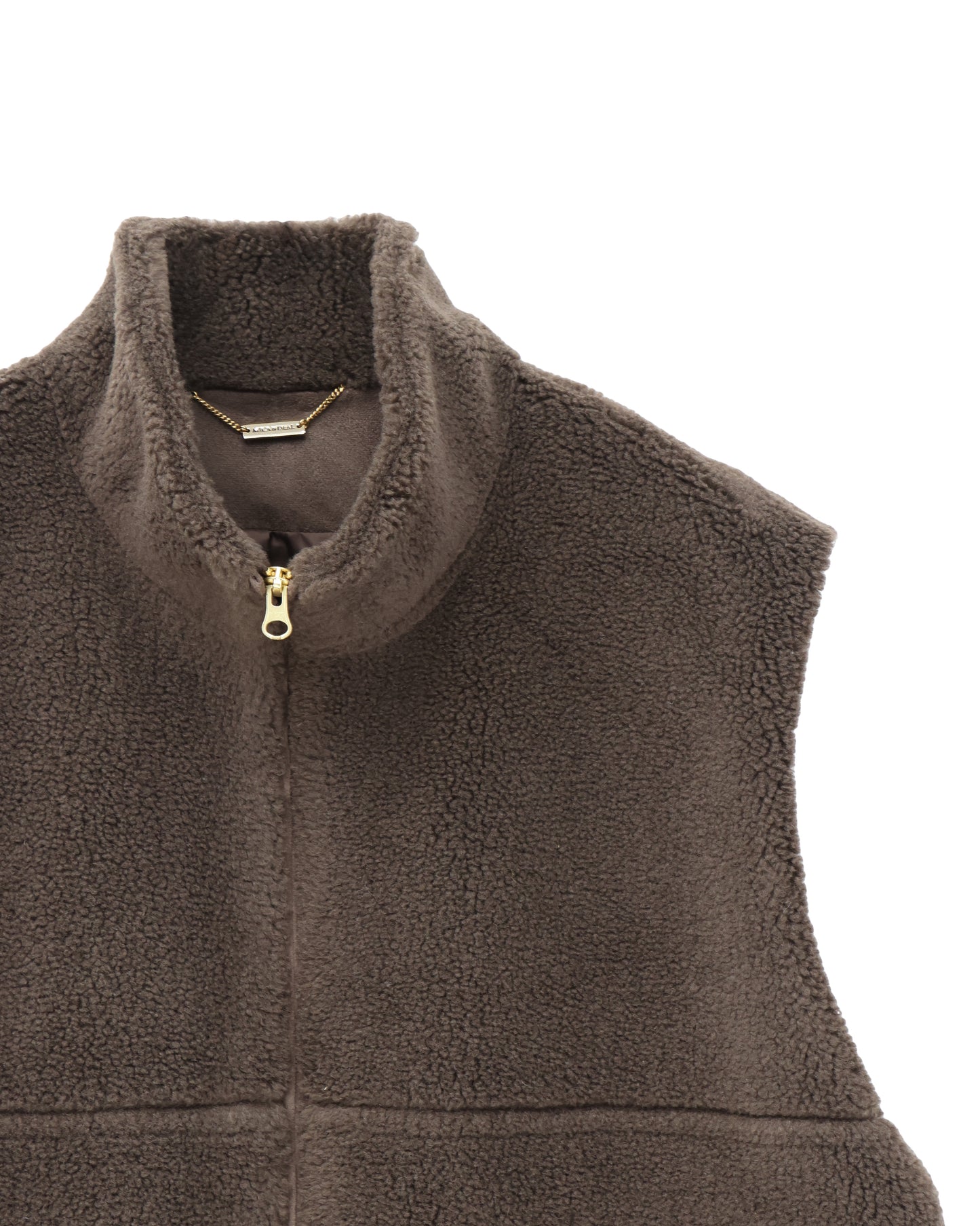 high-neck boa vest