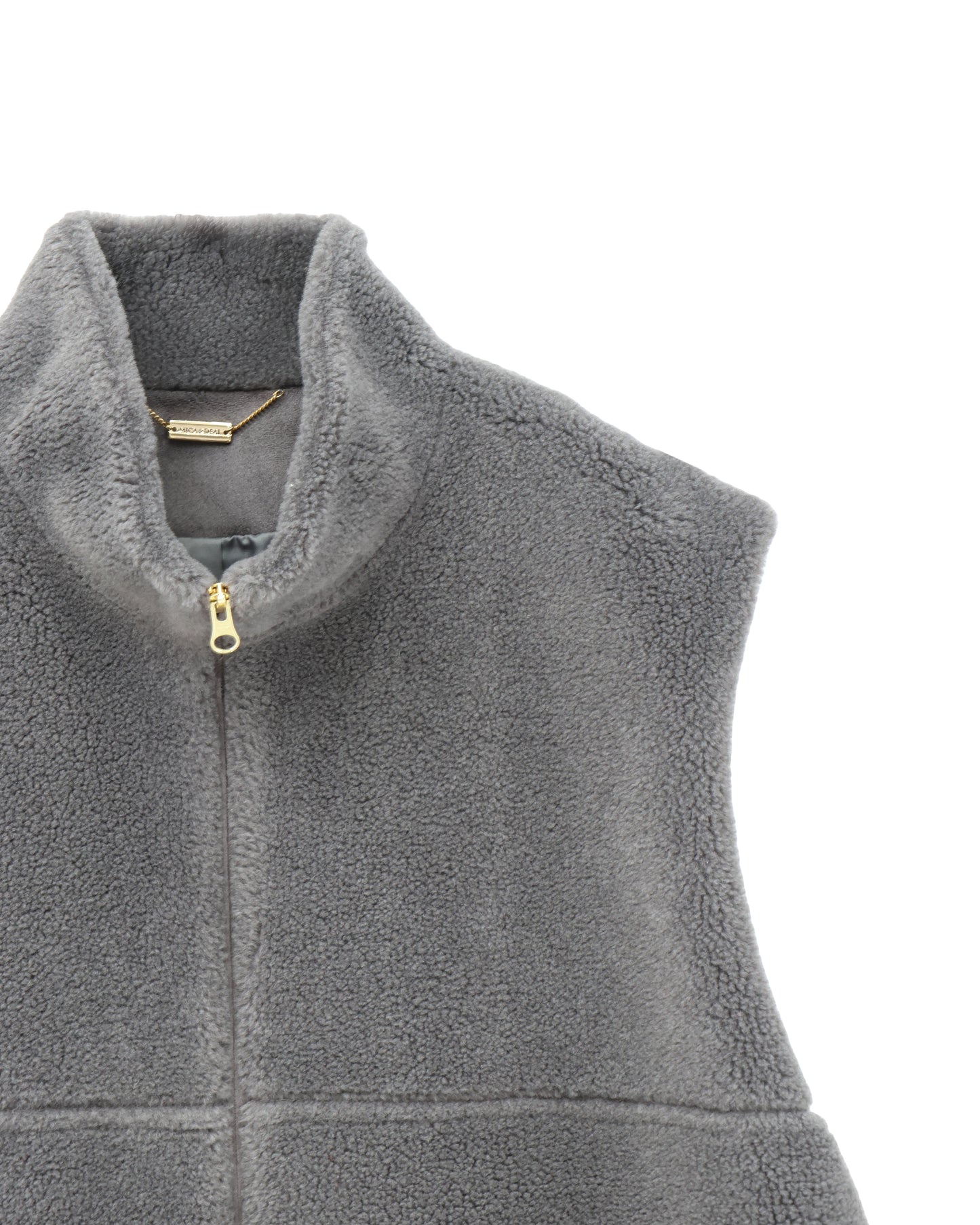 high-neck boa vest
