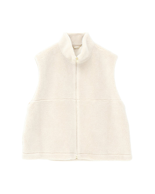 high-neck boa vest