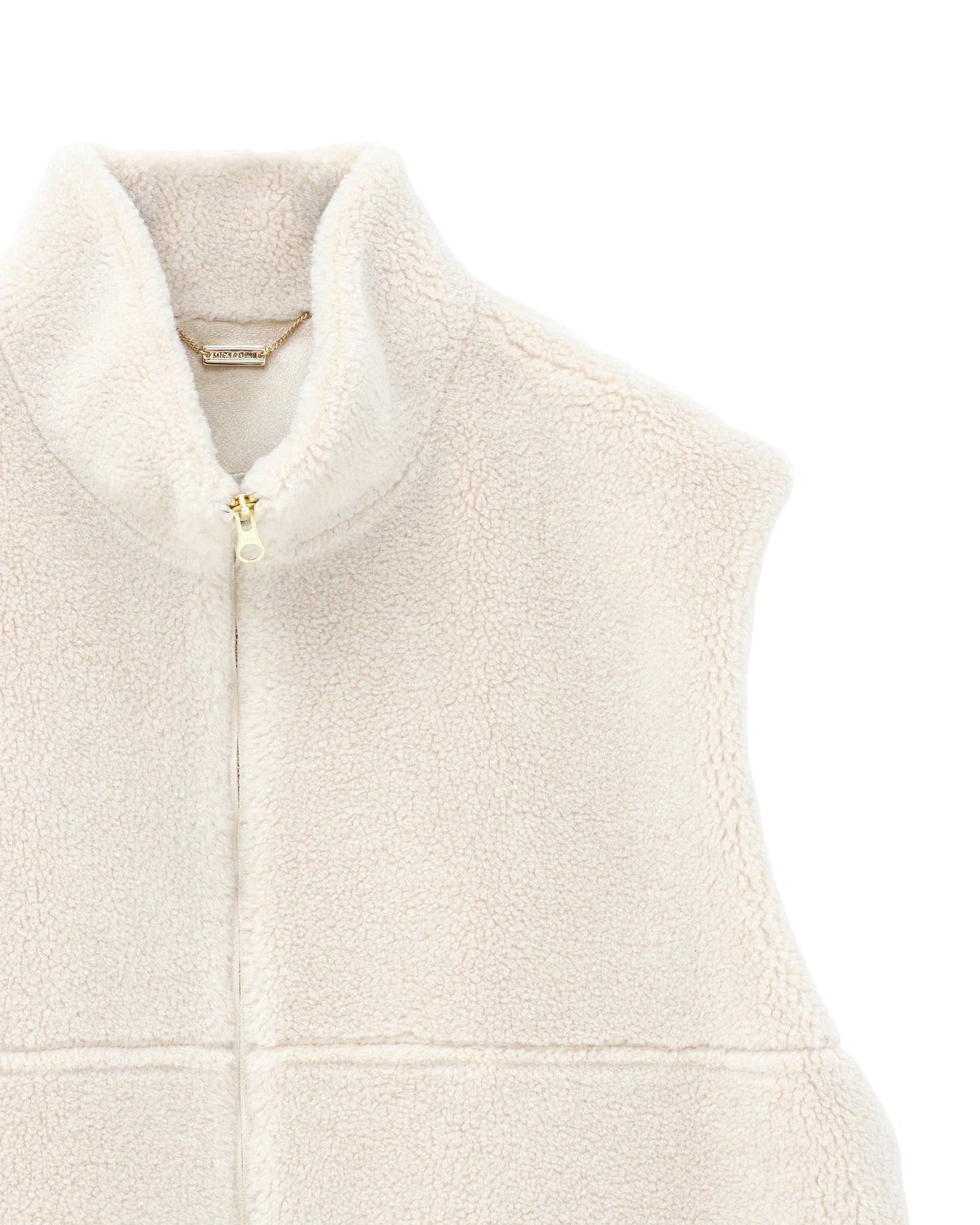high-neck boa vest