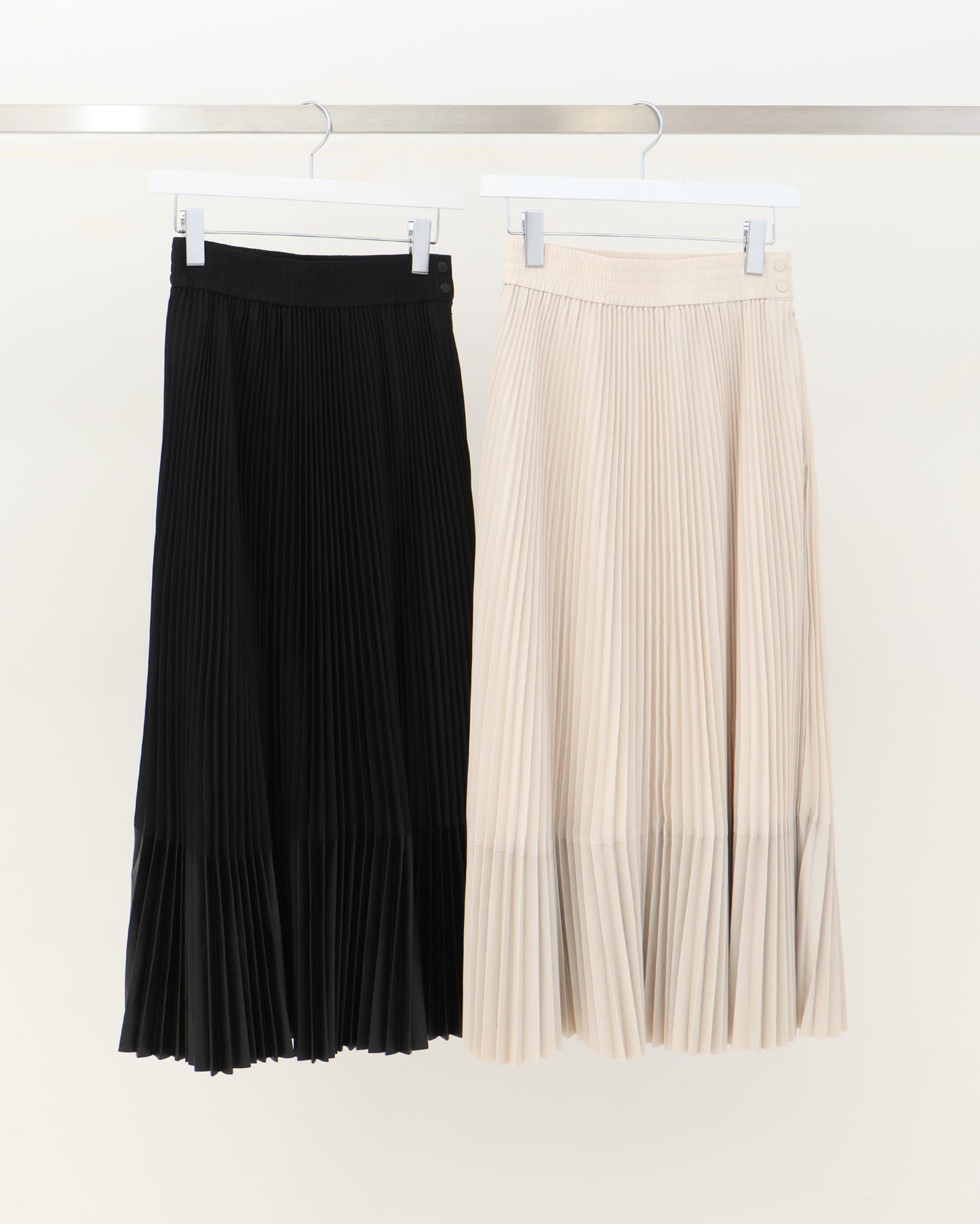 TAFFETA X ECO-LEATHER PLEATED SKIRT 14152