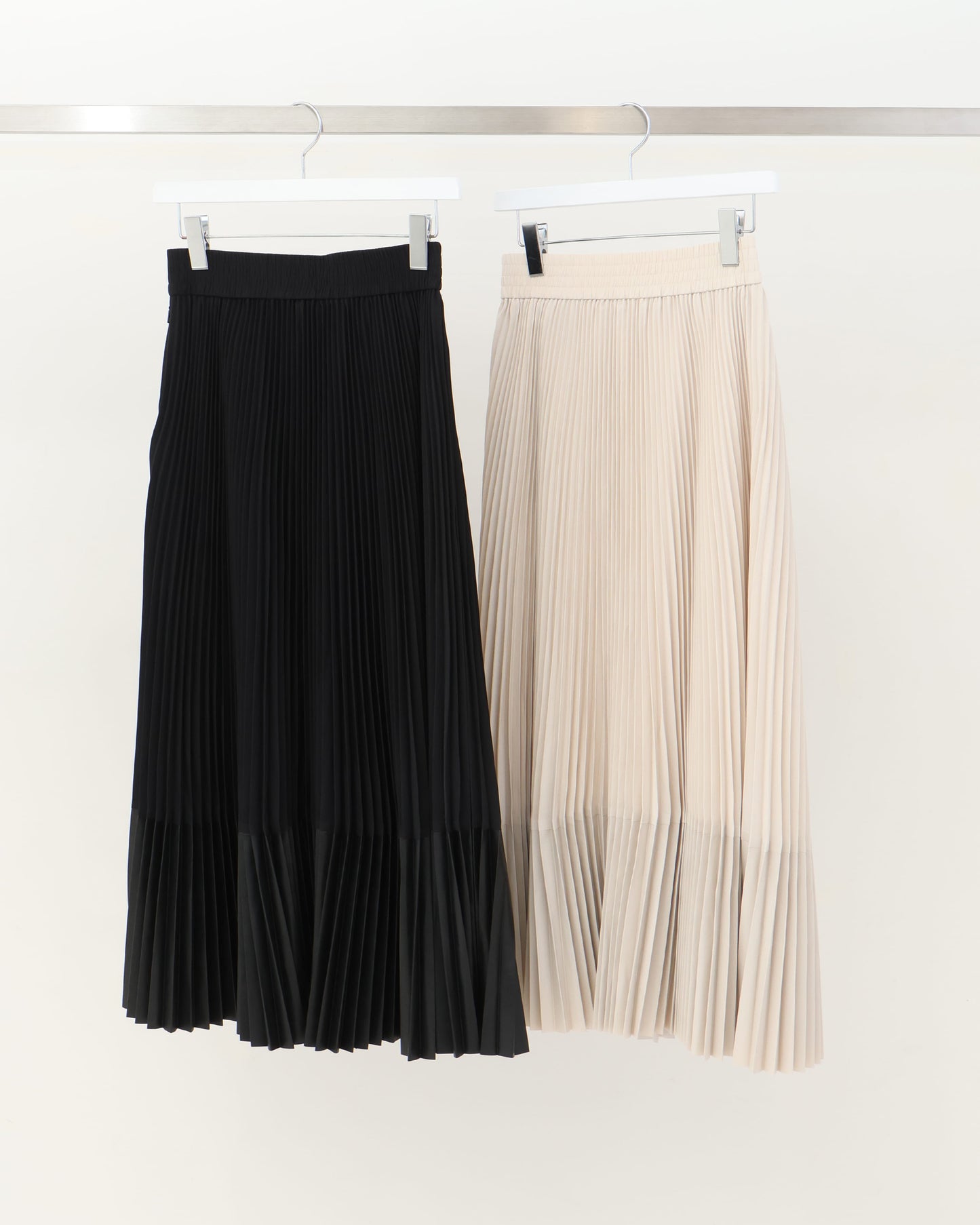 TAFFETA X ECO-LEATHER PLEATED SKIRT 14152