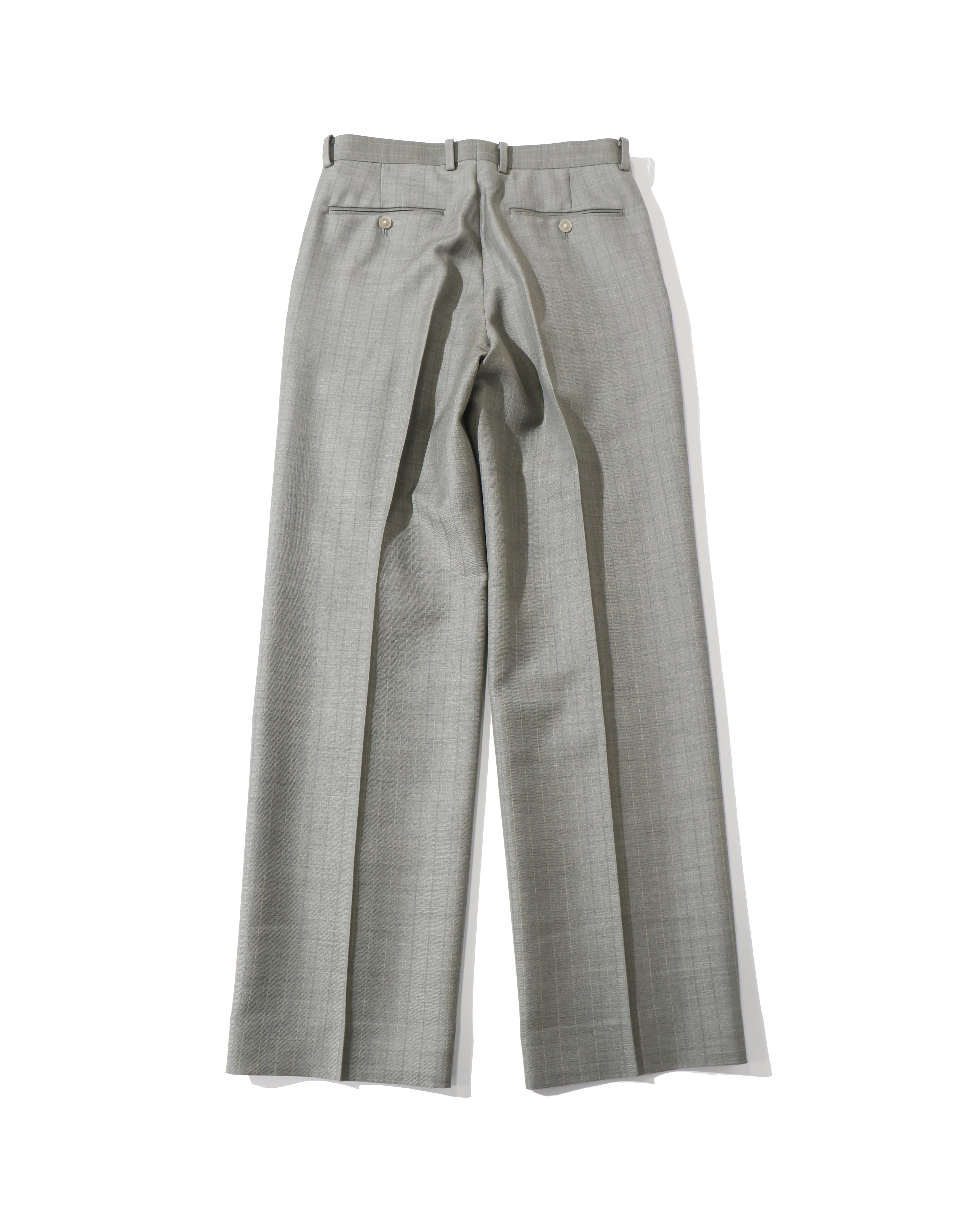 BLUEFACED WOOL TWO-TUCK SLACKS KHAKI GRAY STRIPE – TIME AFTER TIME