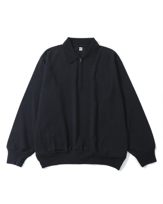 Co/Silk Nep Harf-Zip P/O Black