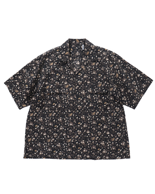 Open Collared SS Shirt  BLACK FLOWER