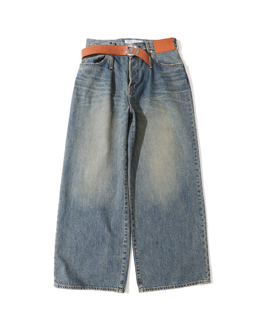 "D" Buckle Super Wide Denim Pants