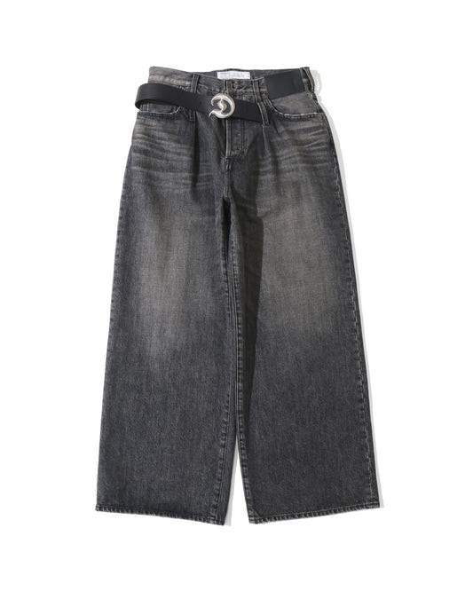 "D" Buckle Super Wide Denim Pants