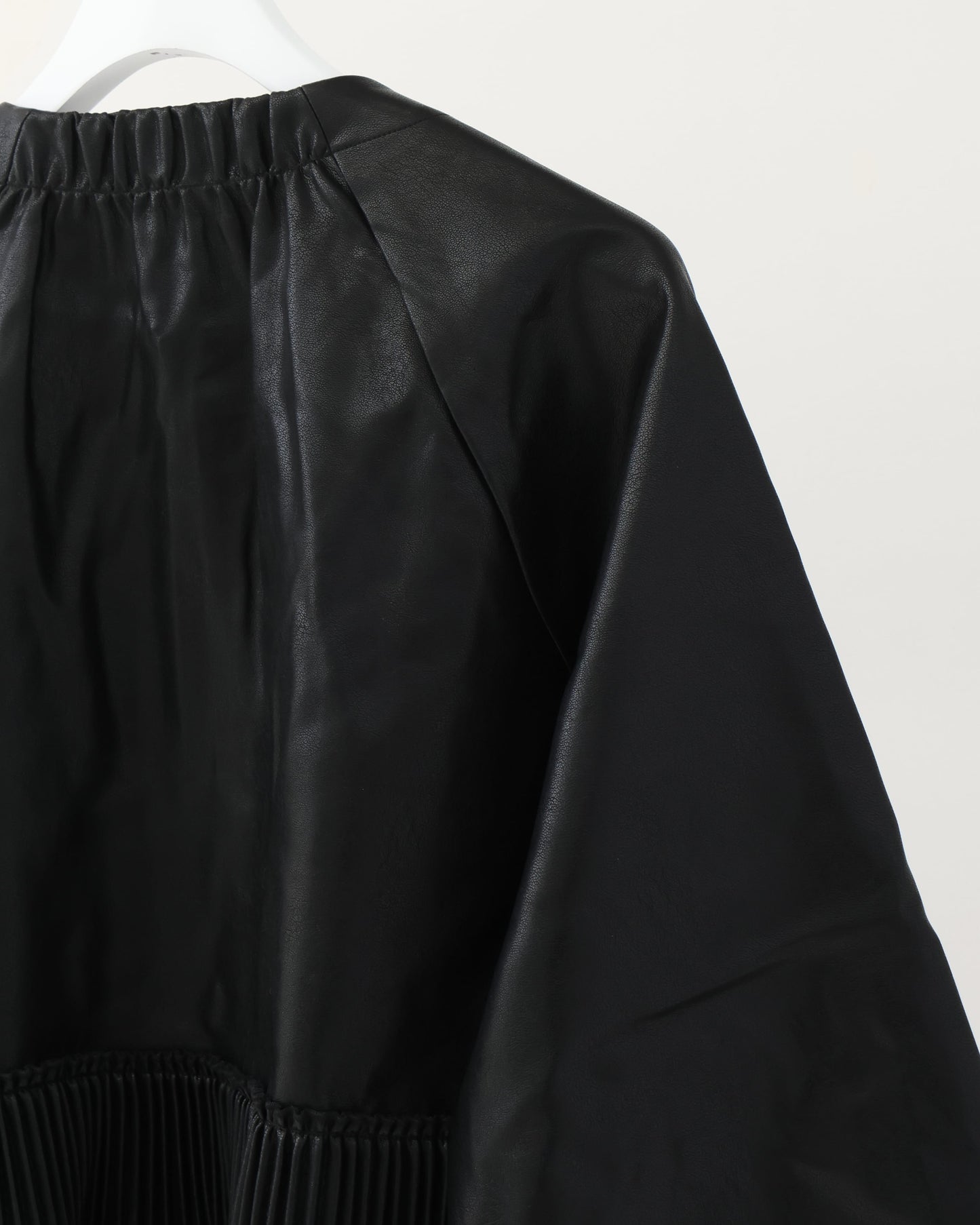 pleated fake leather blouson