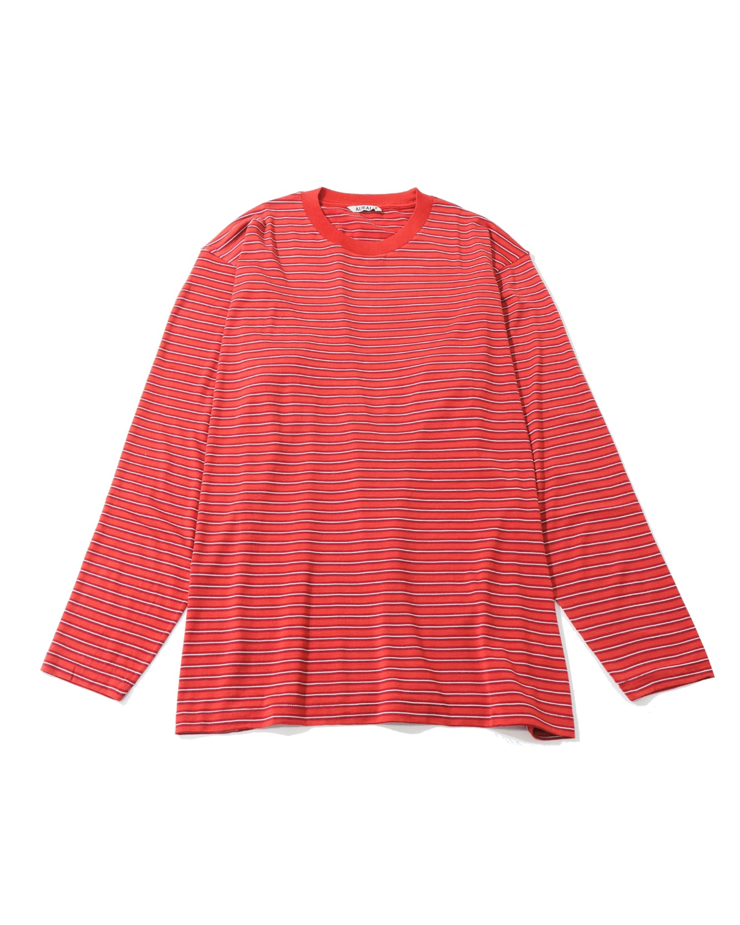 SOFT SMOOTH WOOL STRIPE JERSEY L/S TEE RED STRIPE