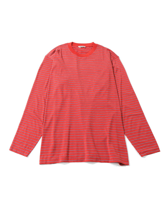 SOFT SMOOTH WOOL STRIPE JERSEY L/S TEE RED STRIPE