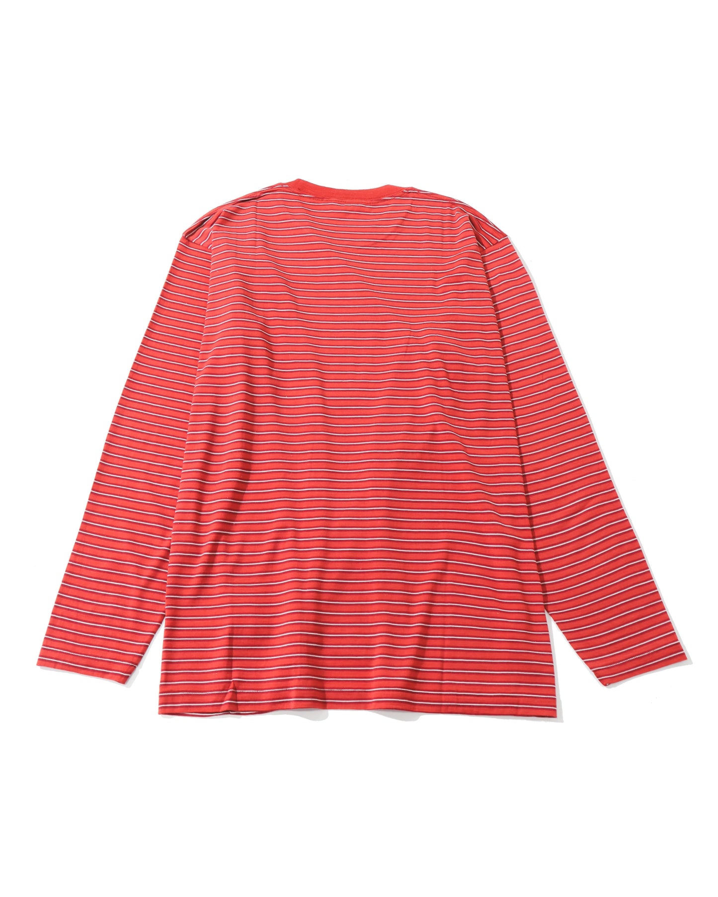 SOFT SMOOTH WOOL STRIPE JERSEY L/S TEE RED STRIPE