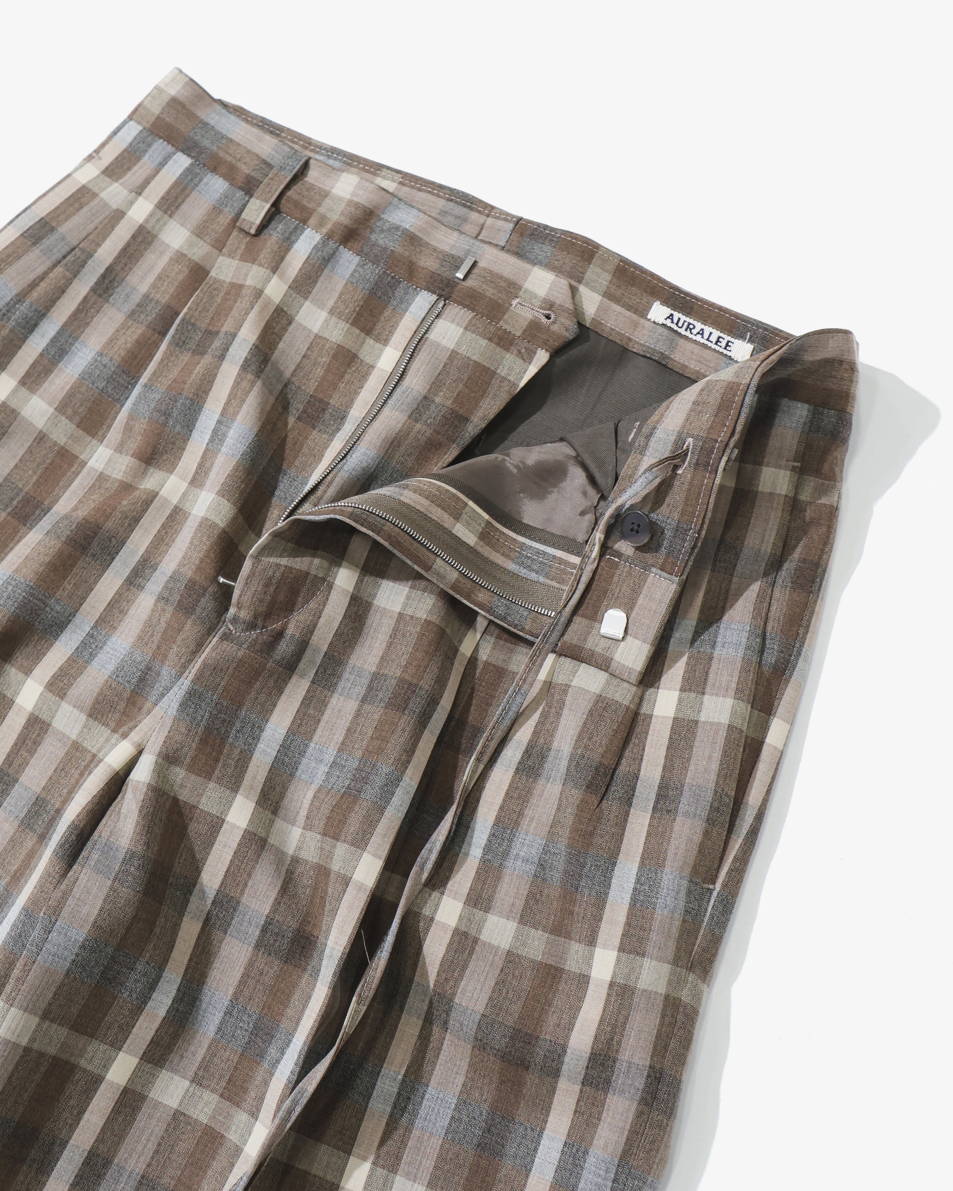 SUPER FINE TROPICAL WOOL CHECK TWO-TUCK SLACKS – TIME AFTER TIME