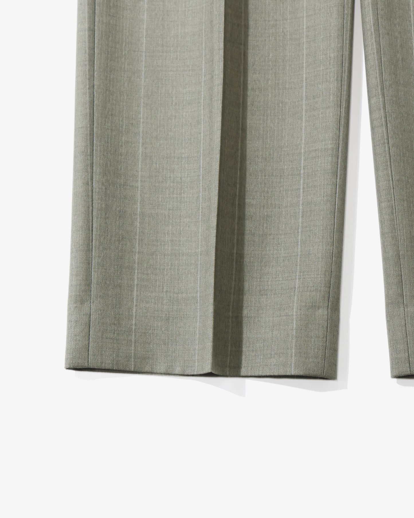 BLUEFACED WOOL TWO-TUCK SLACKS OLIVE GRAY STRIPE