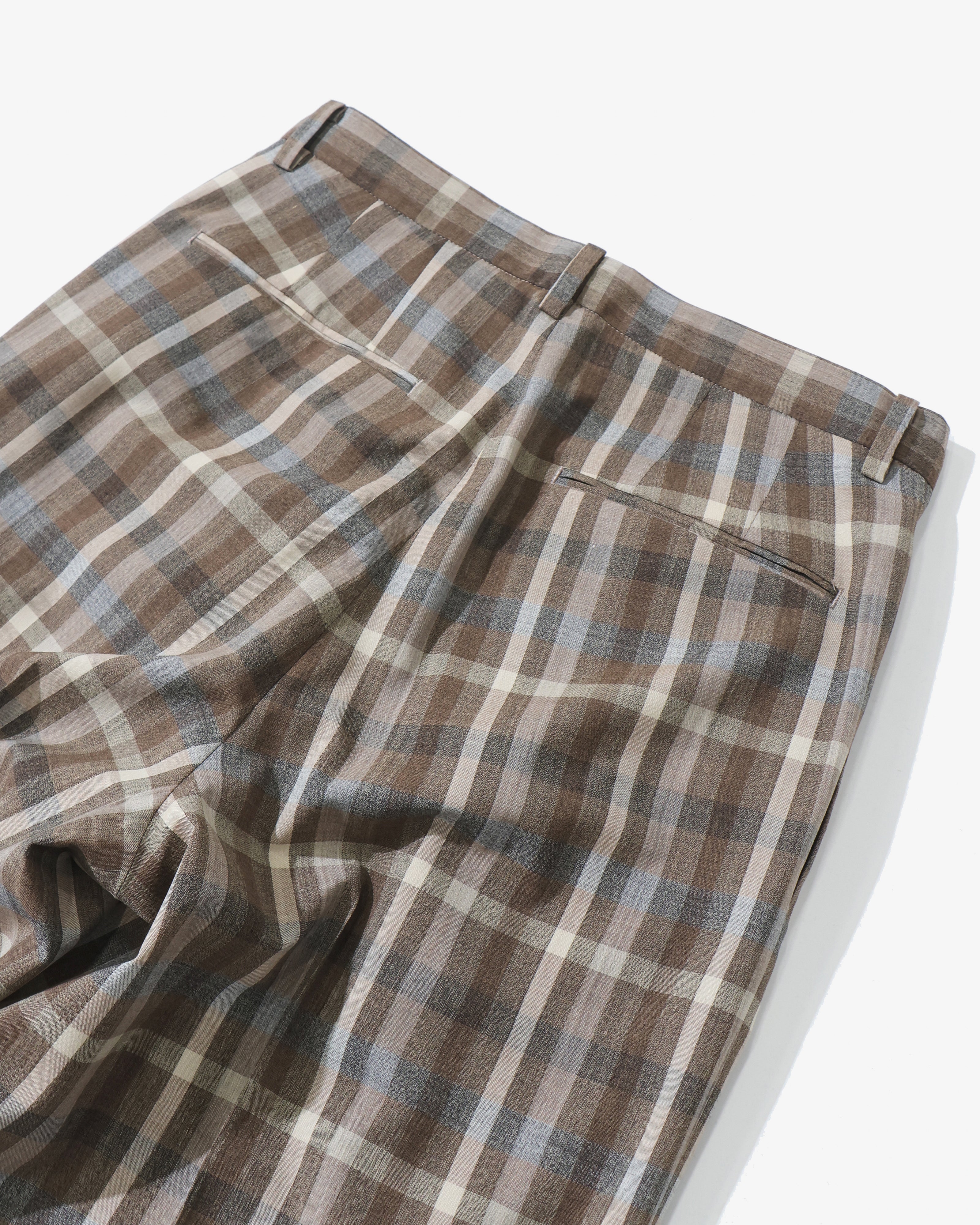 SUPER FINE TROPICAL WOOL CHECK TWO-TUCK SLACKS – TIME AFTER TIME