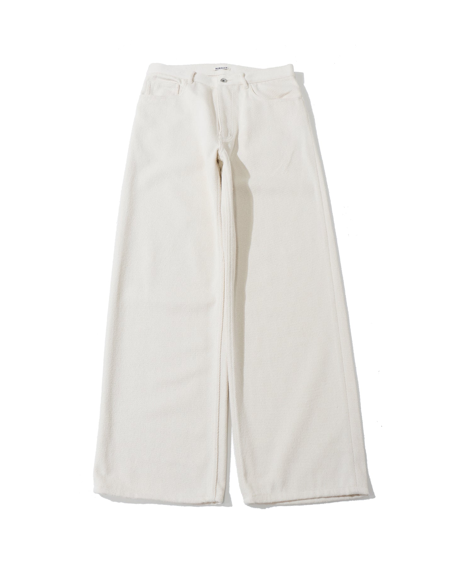 SILK NEP DENIM 5P WIDE PANTS IVORY WHITE