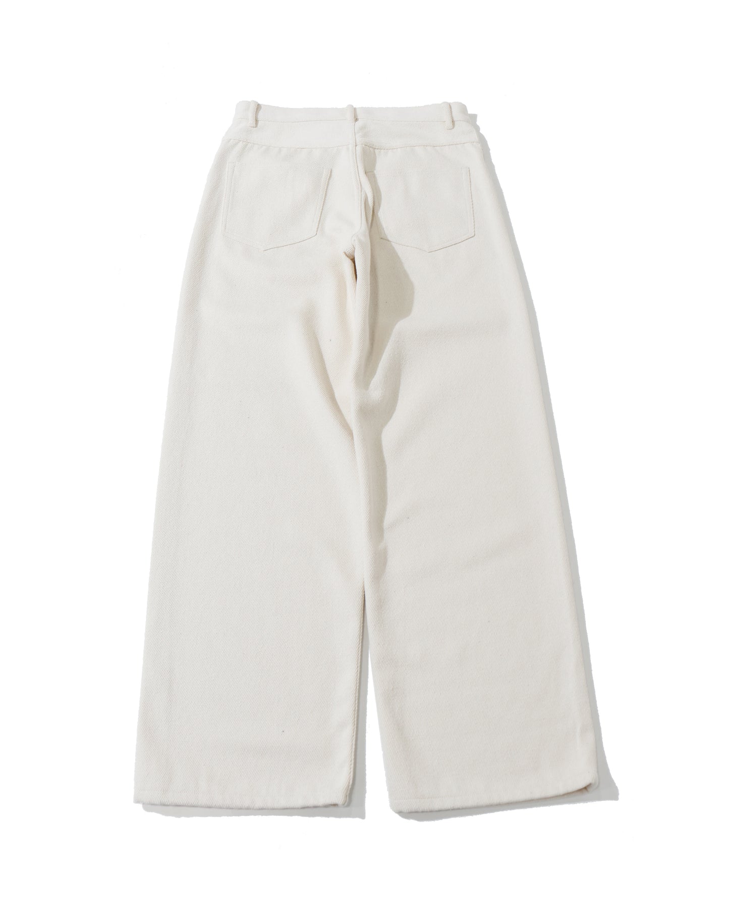 SILK NEP DENIM 5P WIDE PANTS IVORY WHITE