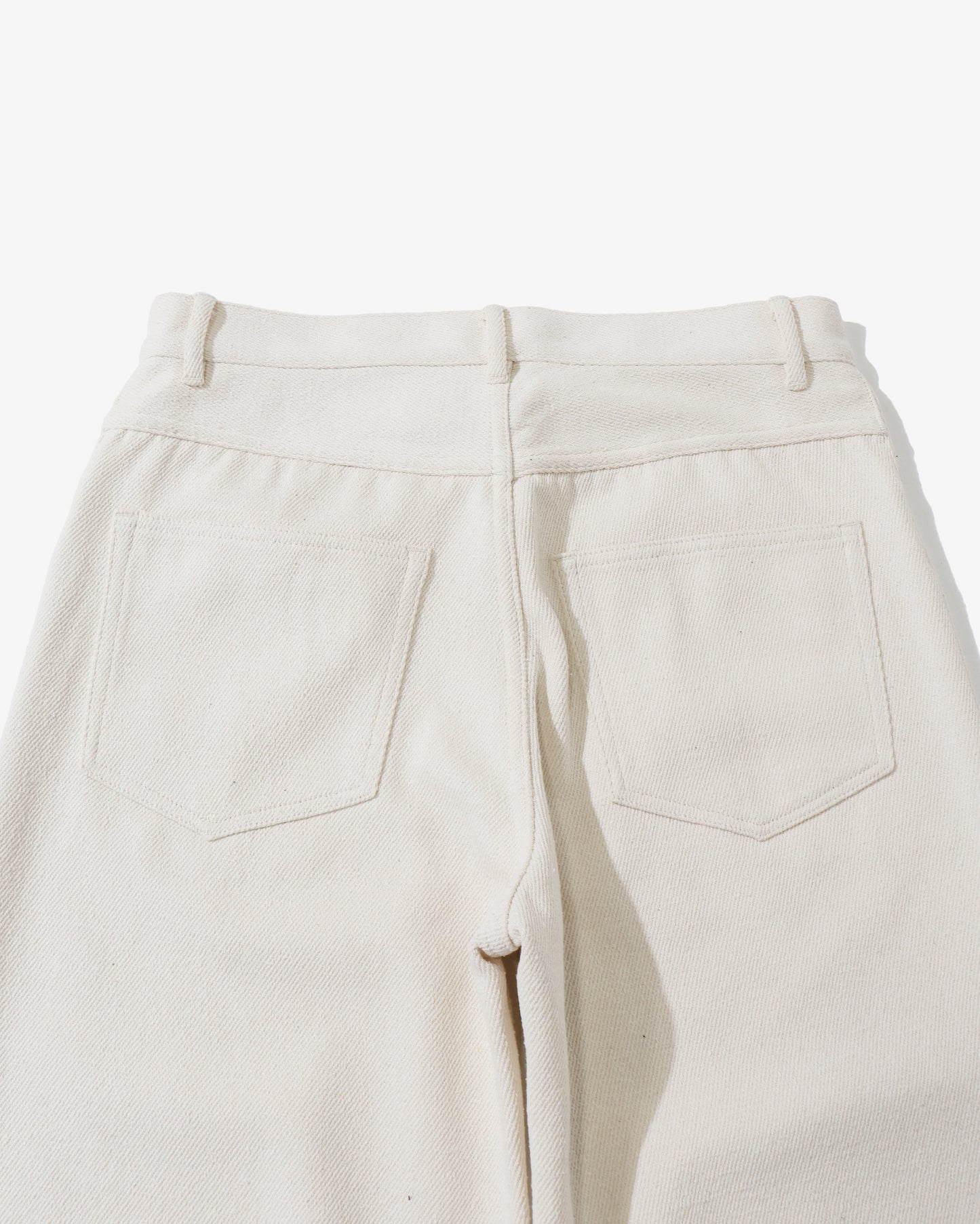 SILK NEP DENIM 5P WIDE PANTS IVORY WHITE