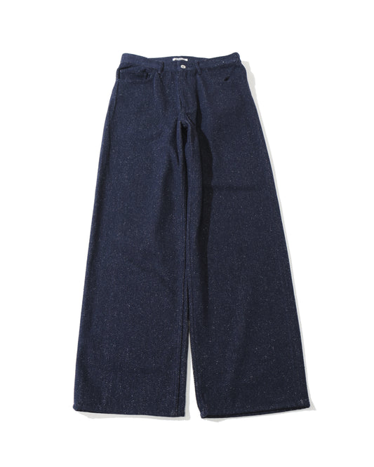SILK NEP DENIM 5P WIDE PANTS DARK NAVY