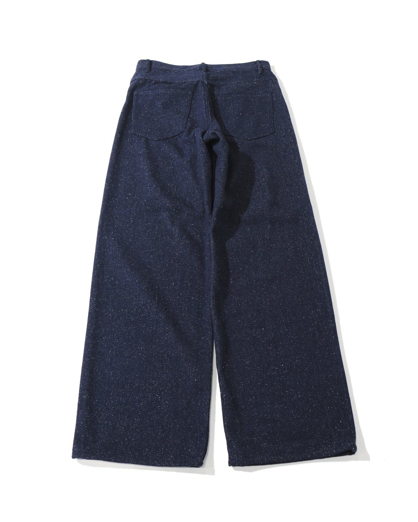 SILK NEP DENIM 5P WIDE PANTS DARK NAVY