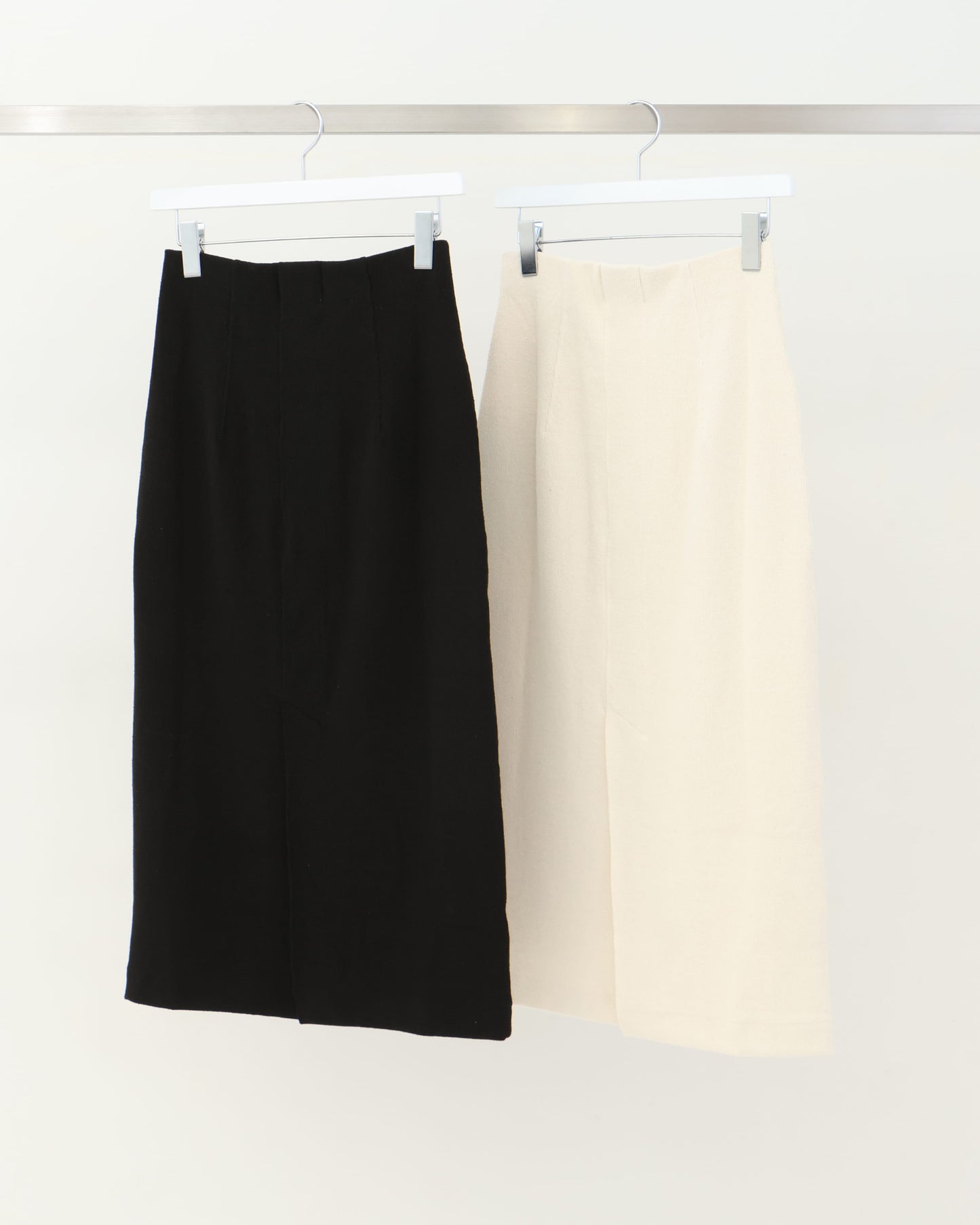 stretch raw silk ribbed-jersey pencil midi skirt