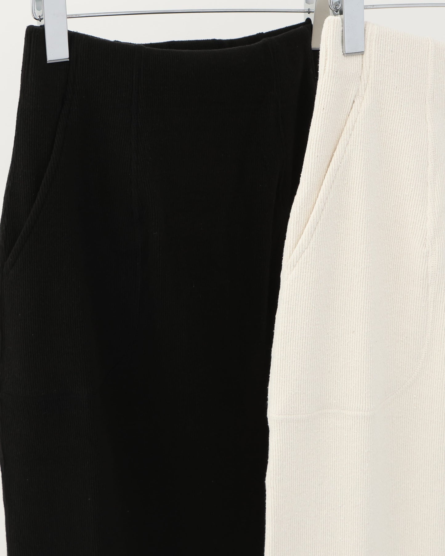 stretch raw silk ribbed-jersey pencil midi skirt