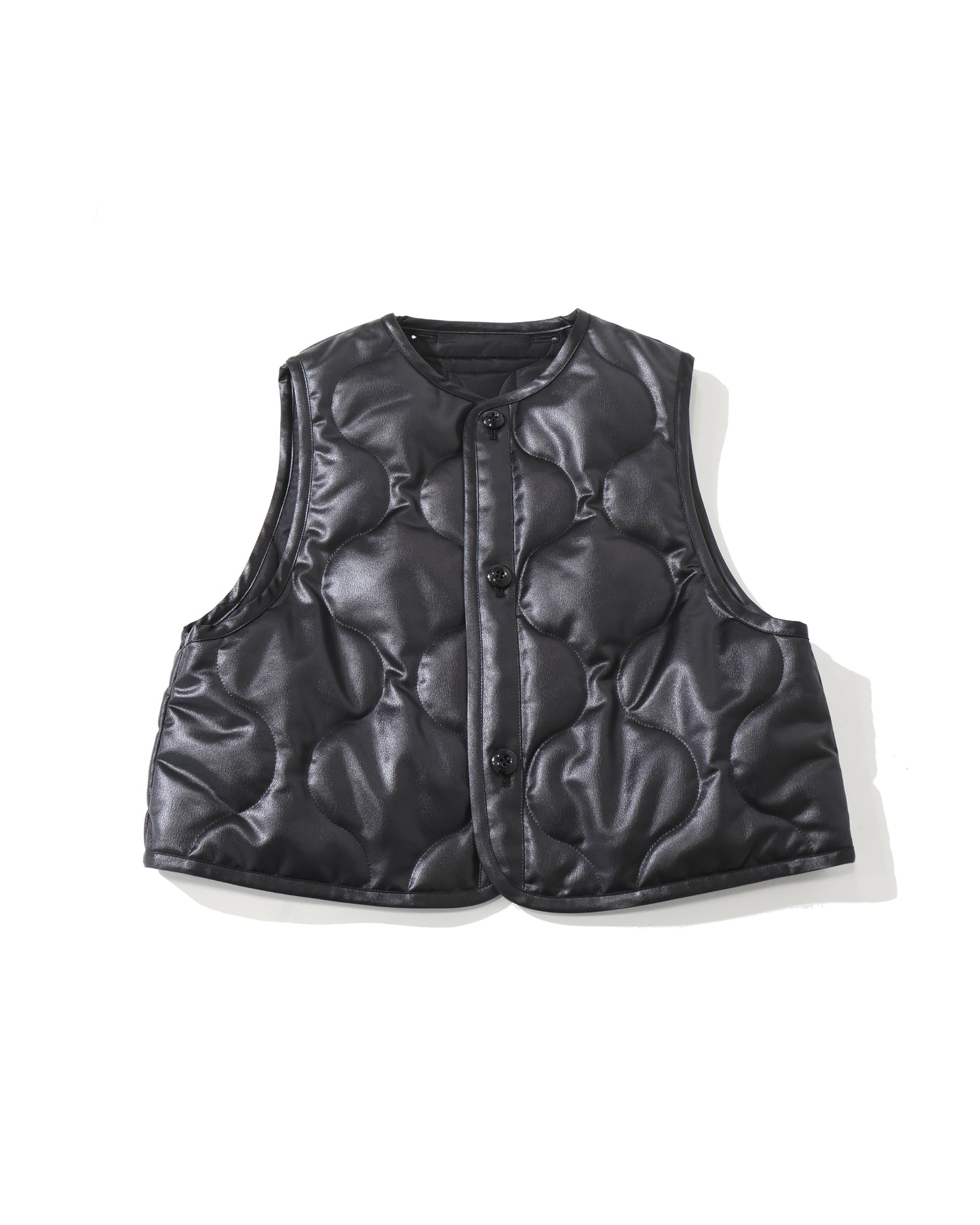 FAUX LEATHER QUILTED CROPPED VEST 17605