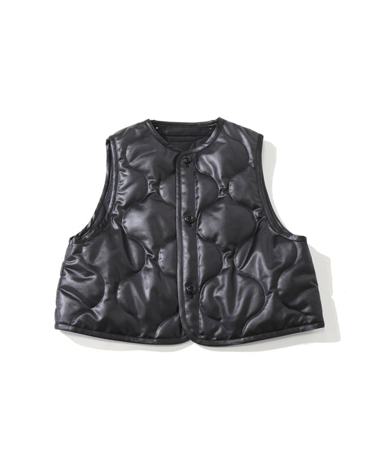 FAUX LEATHER QUILTED CROPPED VEST 17605