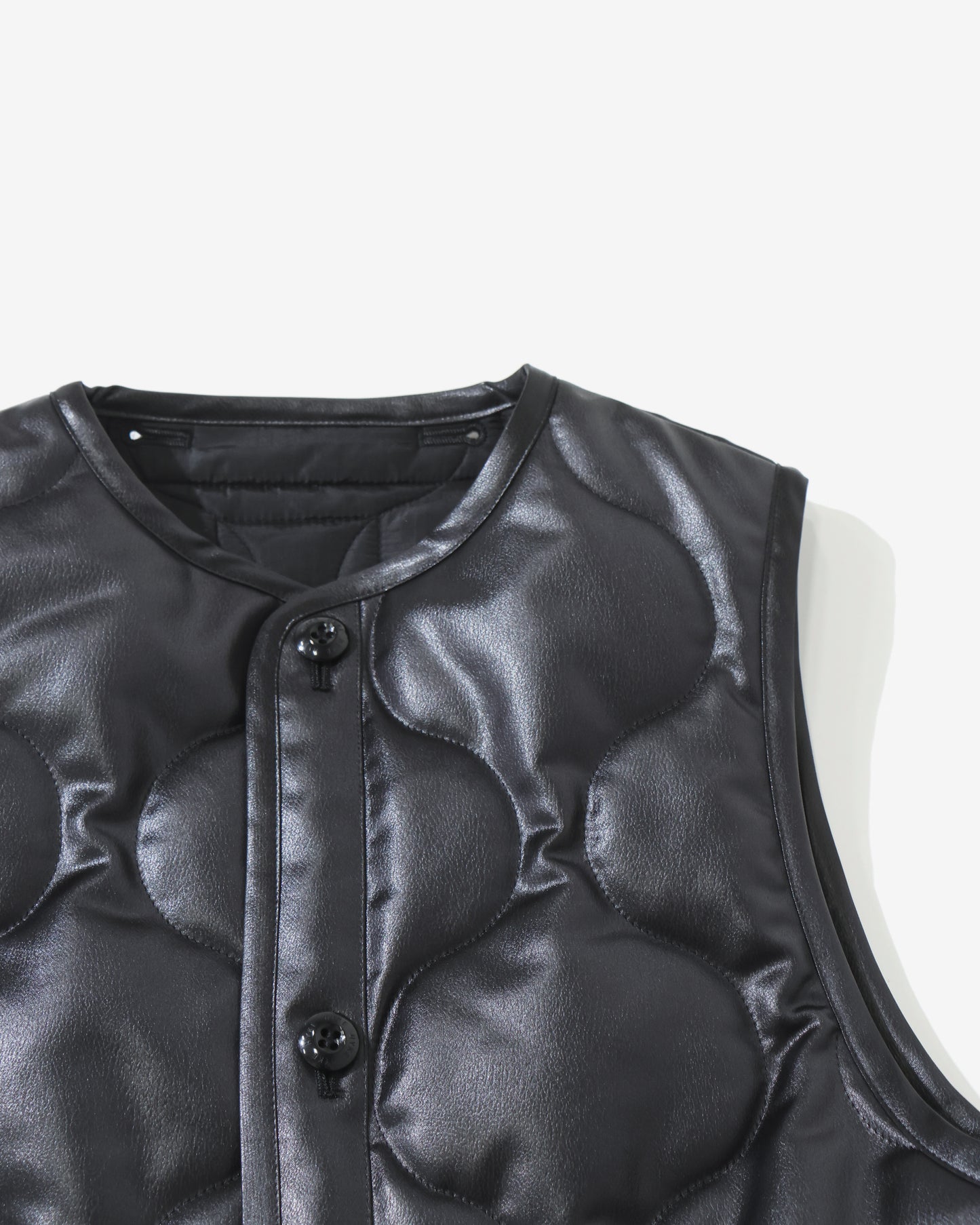 FAUX LEATHER QUILTED CROPPED VEST 17605