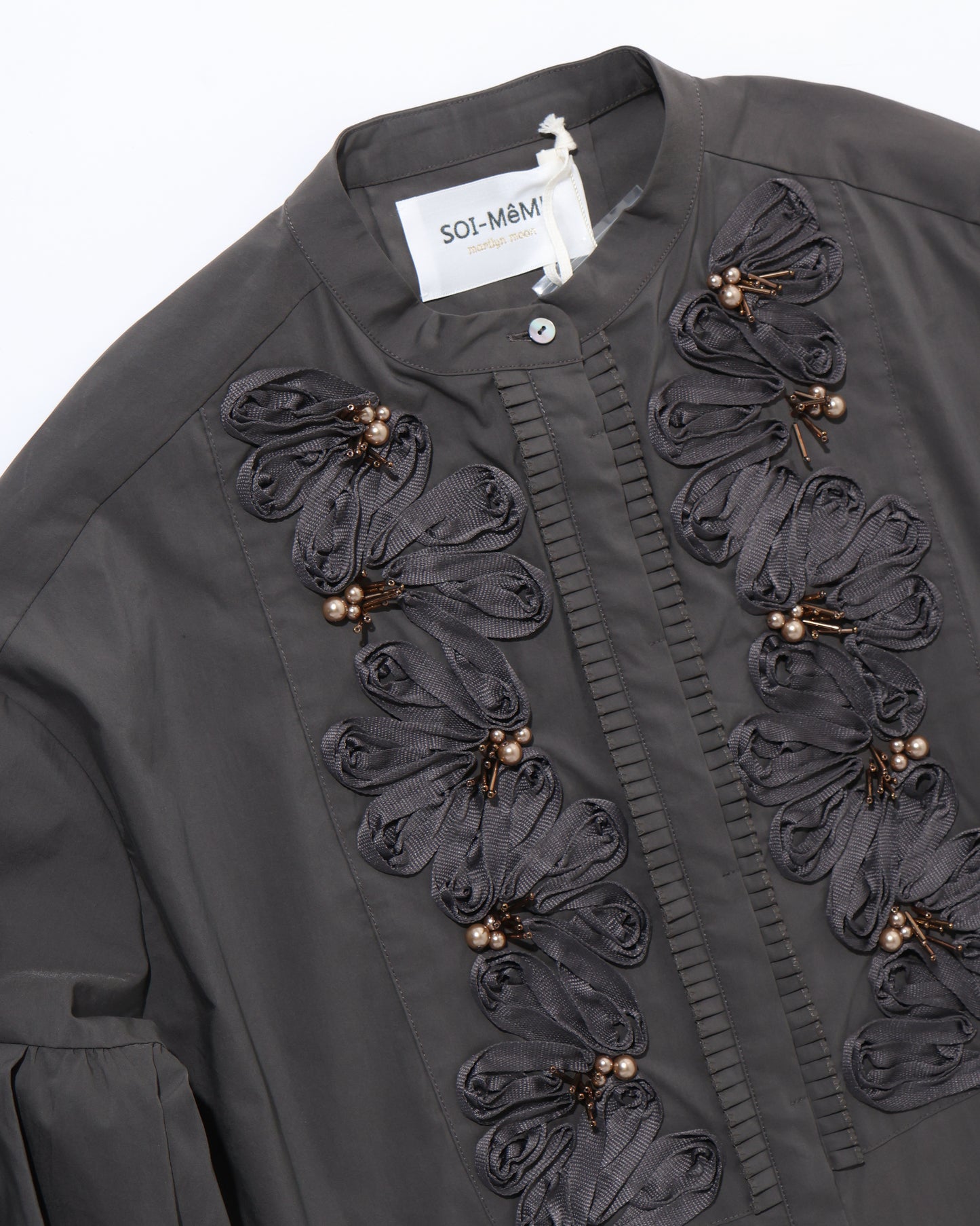 code embroidery pearl blouse
