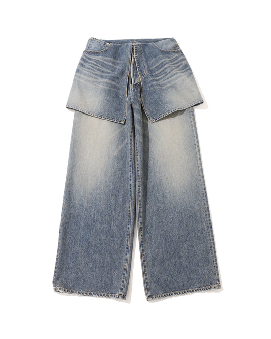 Skirt Docking Wide Denim Pants