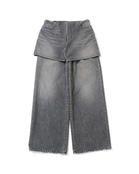 Skirt Docking Wide Denim Pants