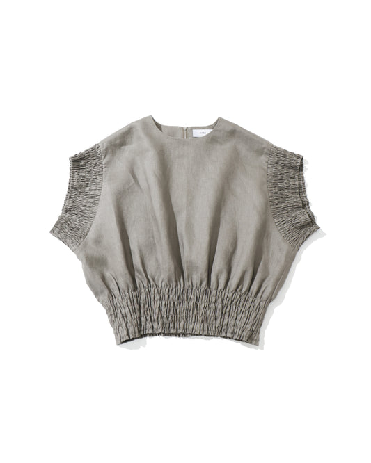 LINEN SHIRRED BLOUSE 15269