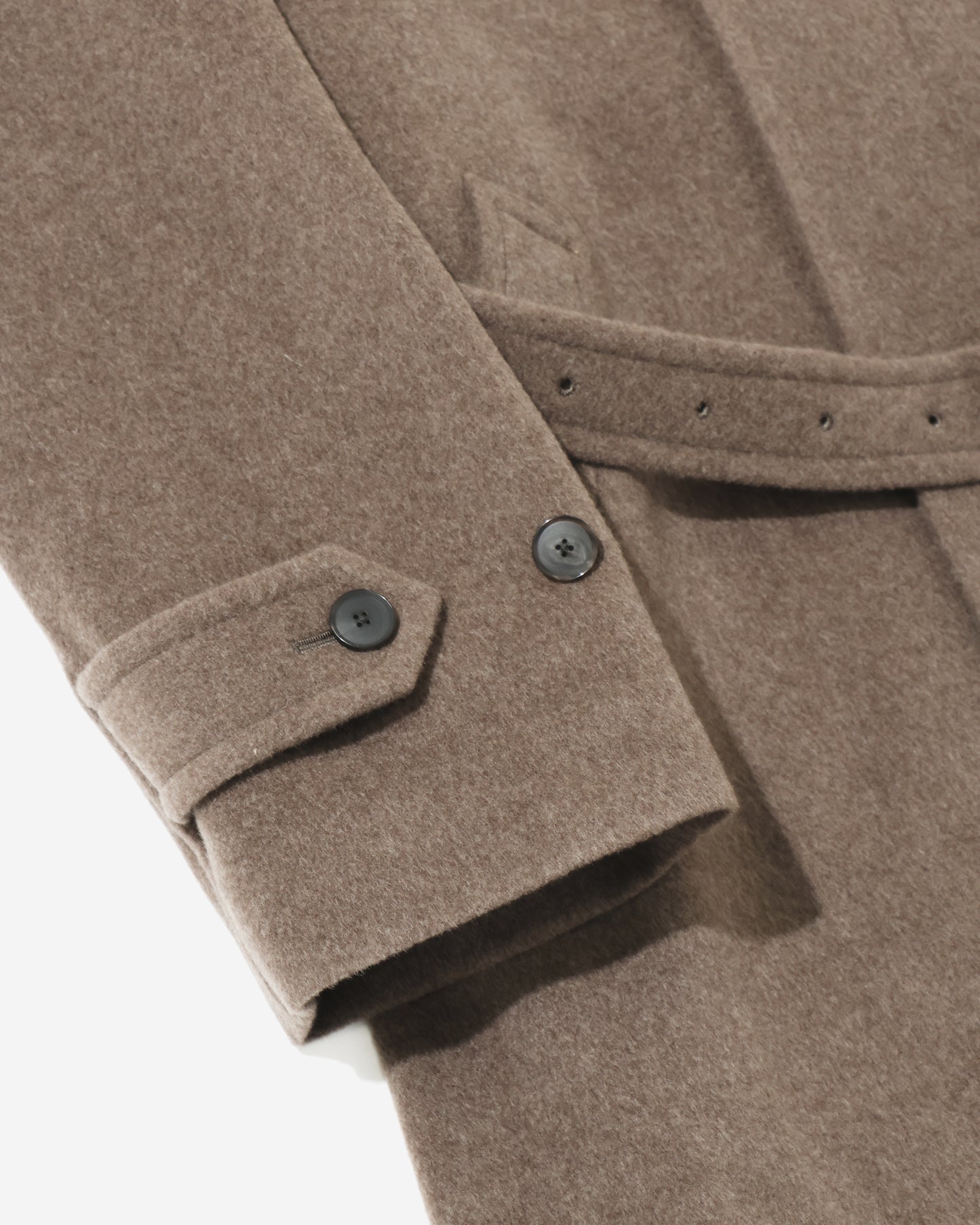 SUPER FINE WOOL MOSSER SOUTIEN COLLAR COAT TOP BROWN