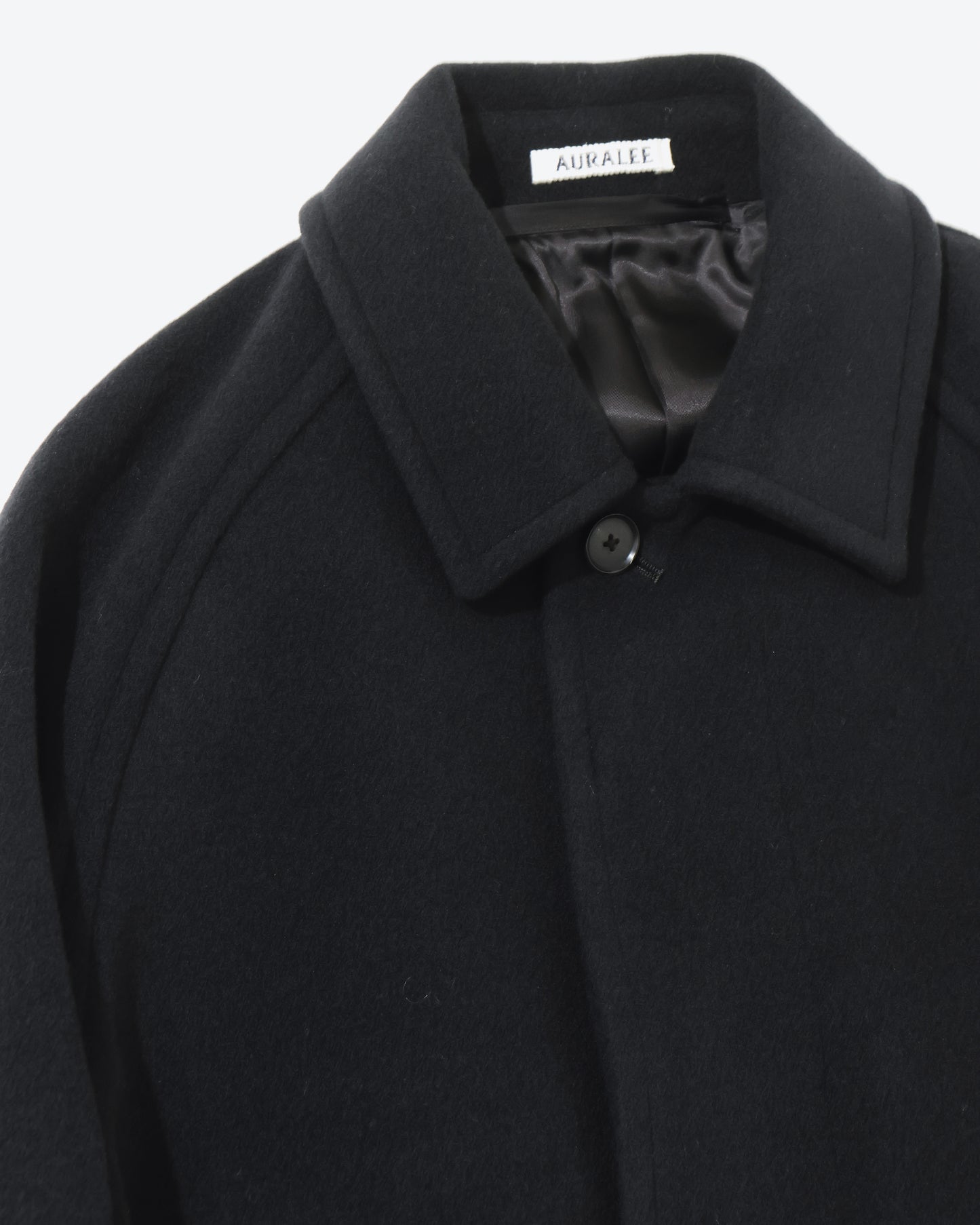 SUPER FINE WOOL MOSSER SOUTIEN COLLAR COAT BLACK