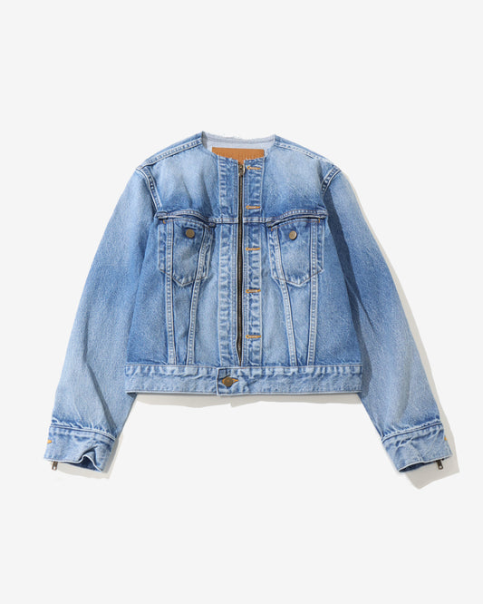 Used Denim Zip Jacket