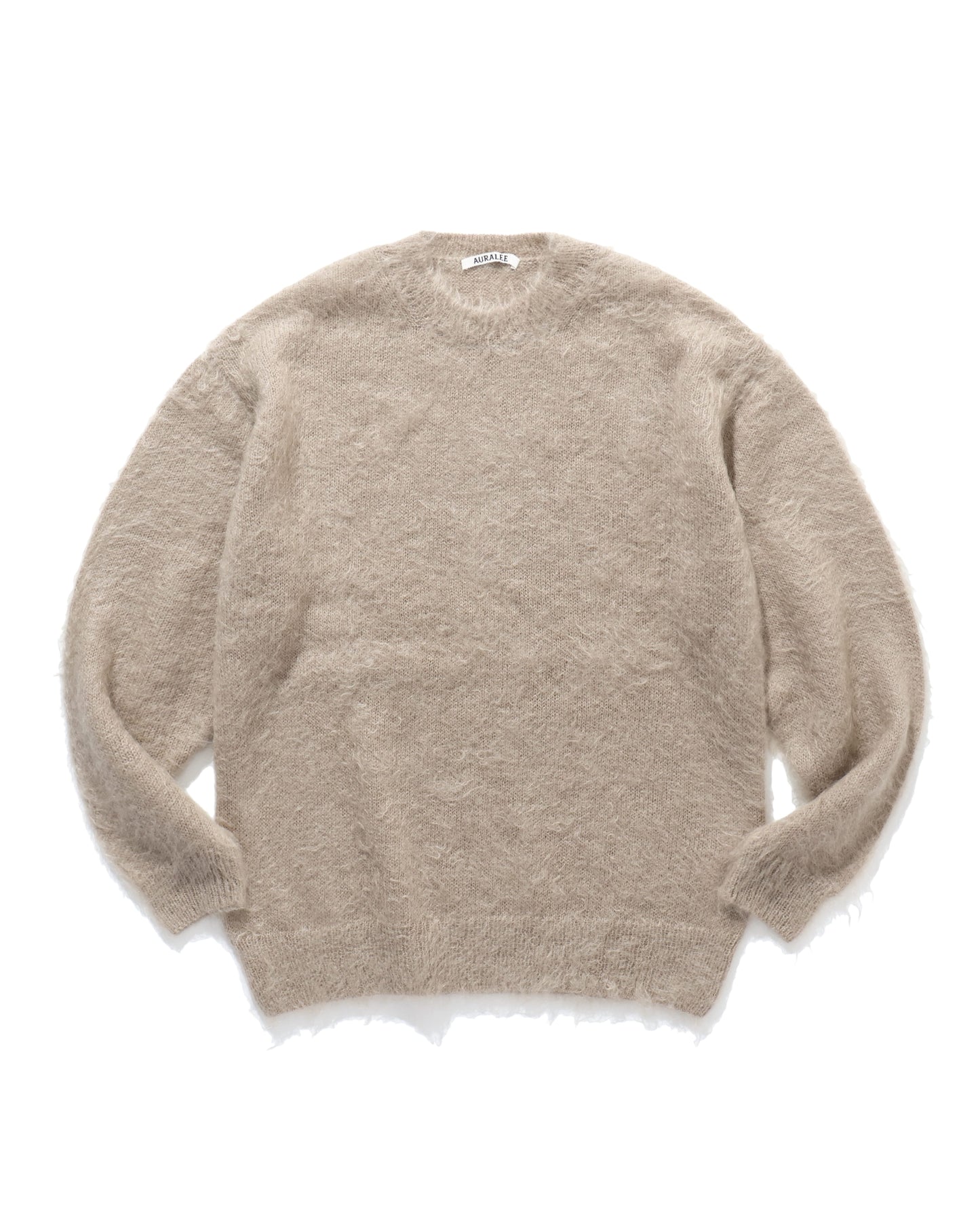 BRUSHED SUPER KID MOHAIR KNIT P/O GRAY BEIGE