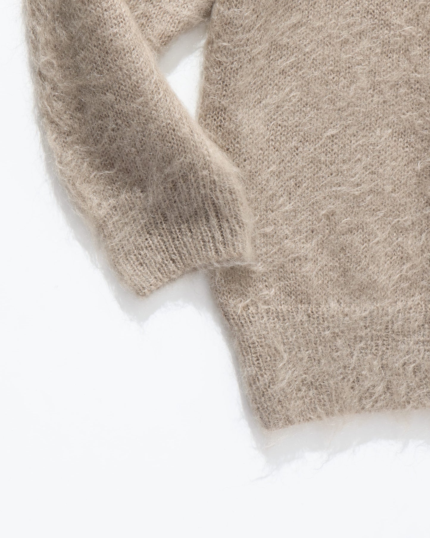 BRUSHED SUPER KID MOHAIR KNIT P/O GRAY BEIGE