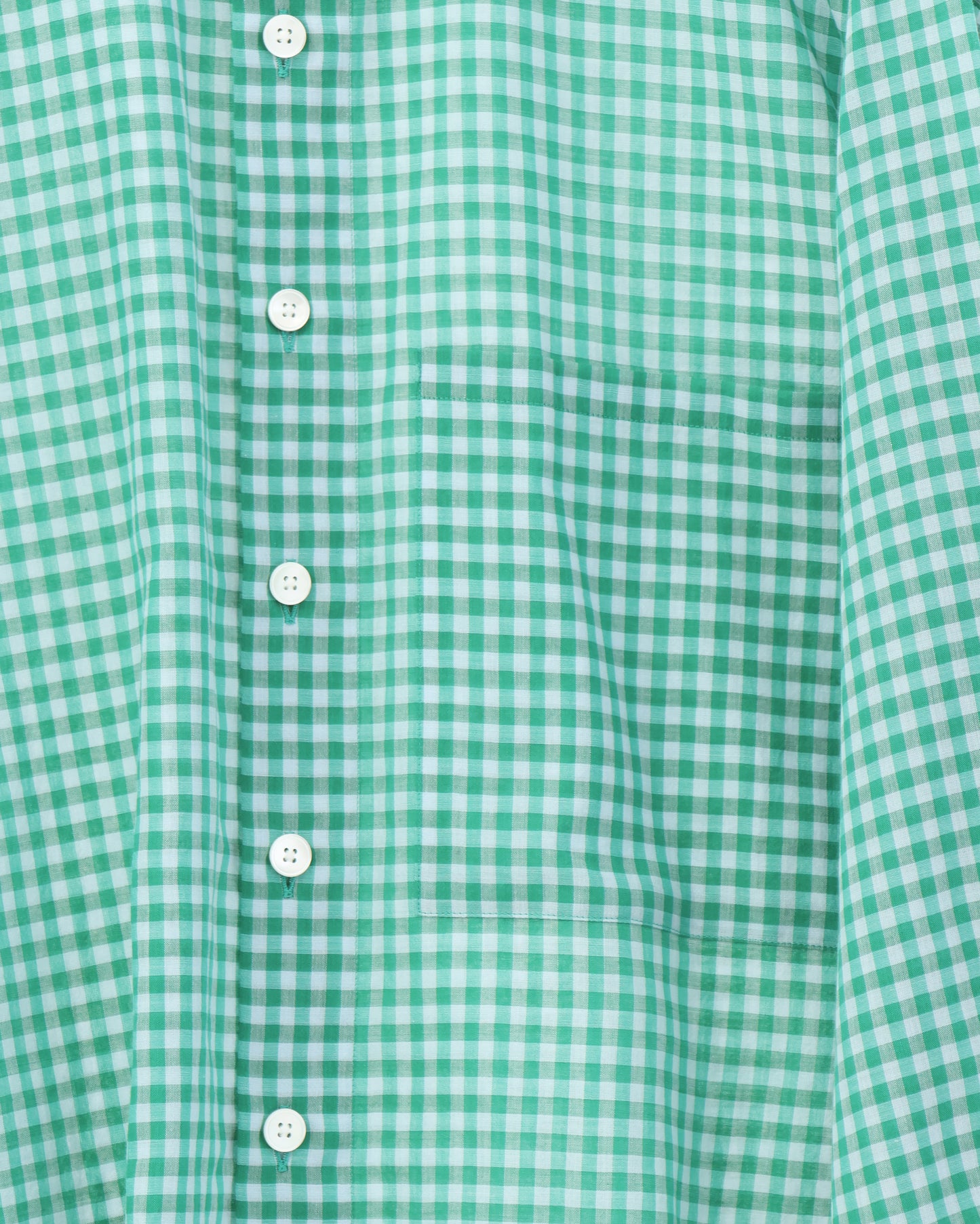 AIRY LIGHT COTTON CHECK BIG SHIRT GREEN GINGHAM CHECK