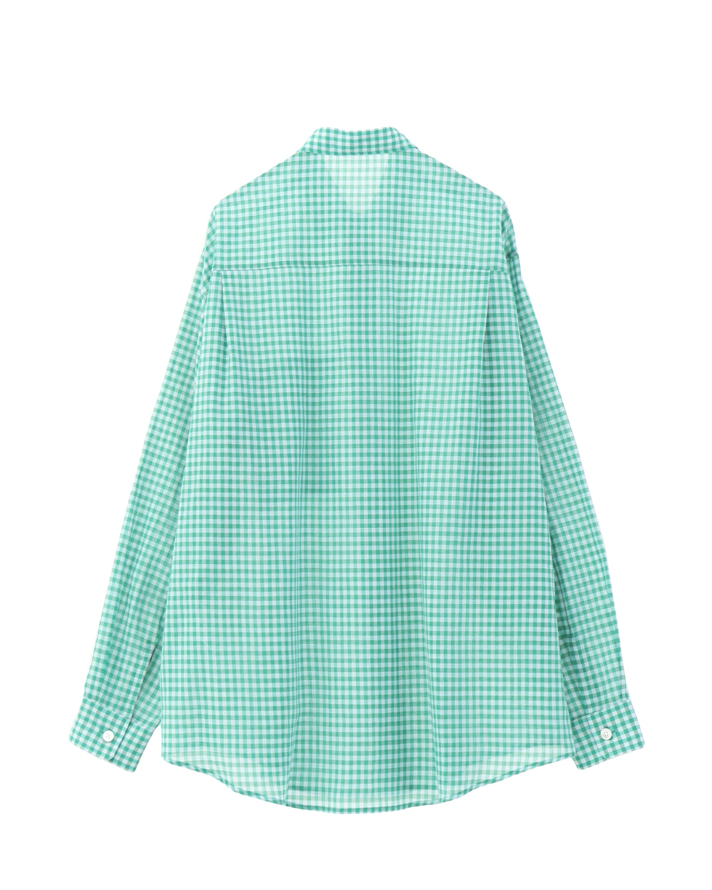 AIRY LIGHT COTTON CHECK BIG SHIRT GREEN GINGHAM CHECK