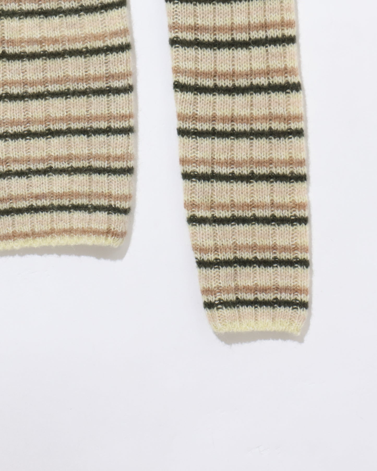 SHETLAND WOOL CASHMERE RIB KNIT CREW-NECK CARDIGAN