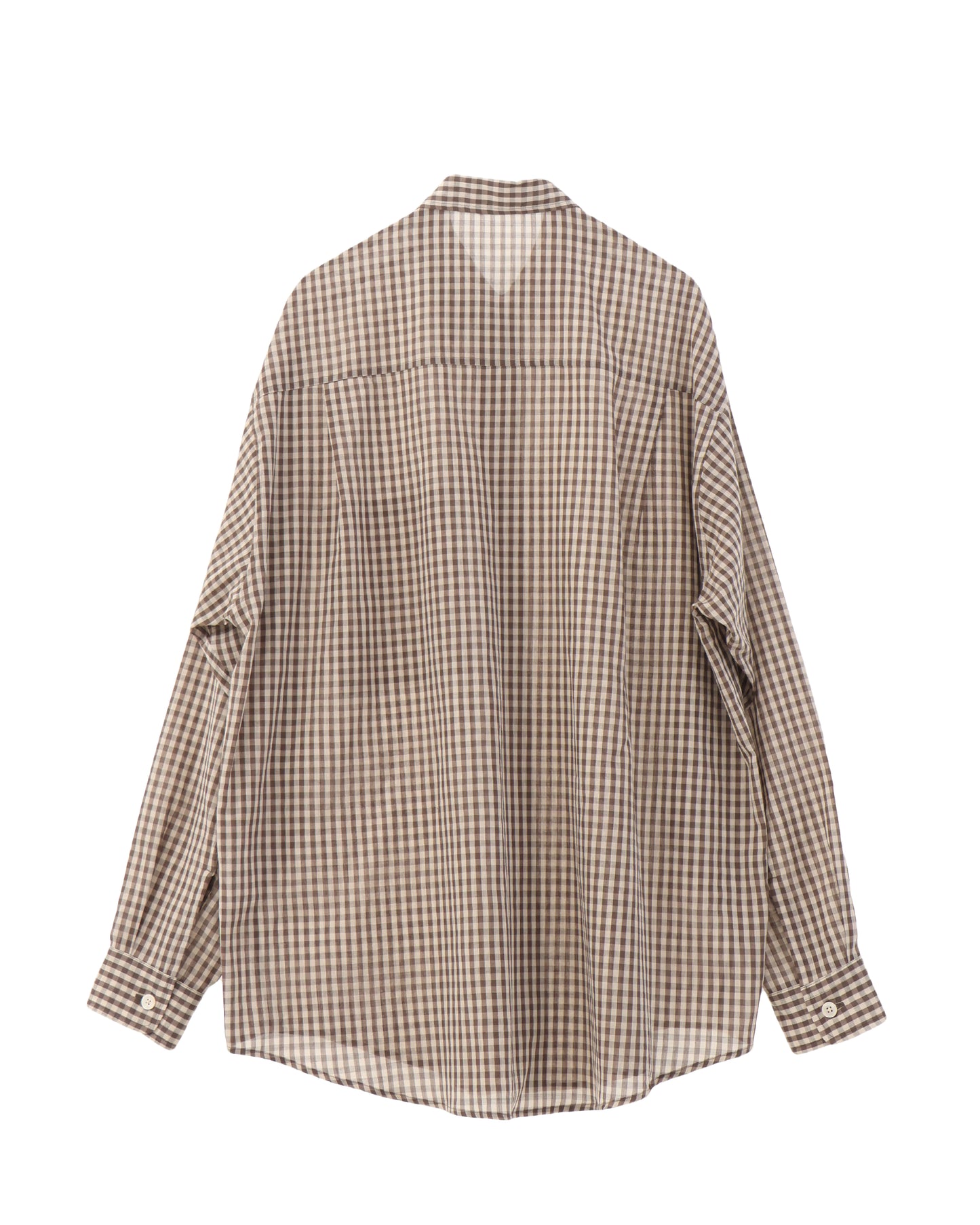 AIRY LIGHT COTTON CHECK BIG SHIRT BROWN GINGHAM CHECK