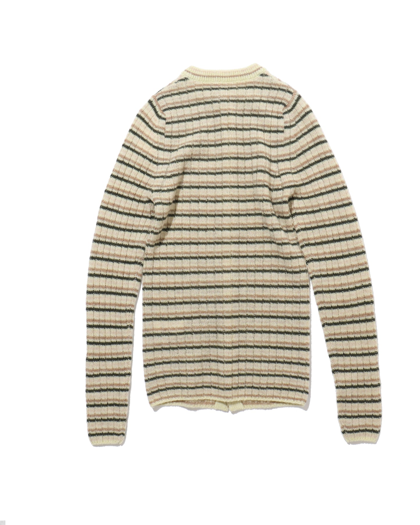 SHETLAND WOOL CASHMERE RIB KNIT CREW-NECK CARDIGAN