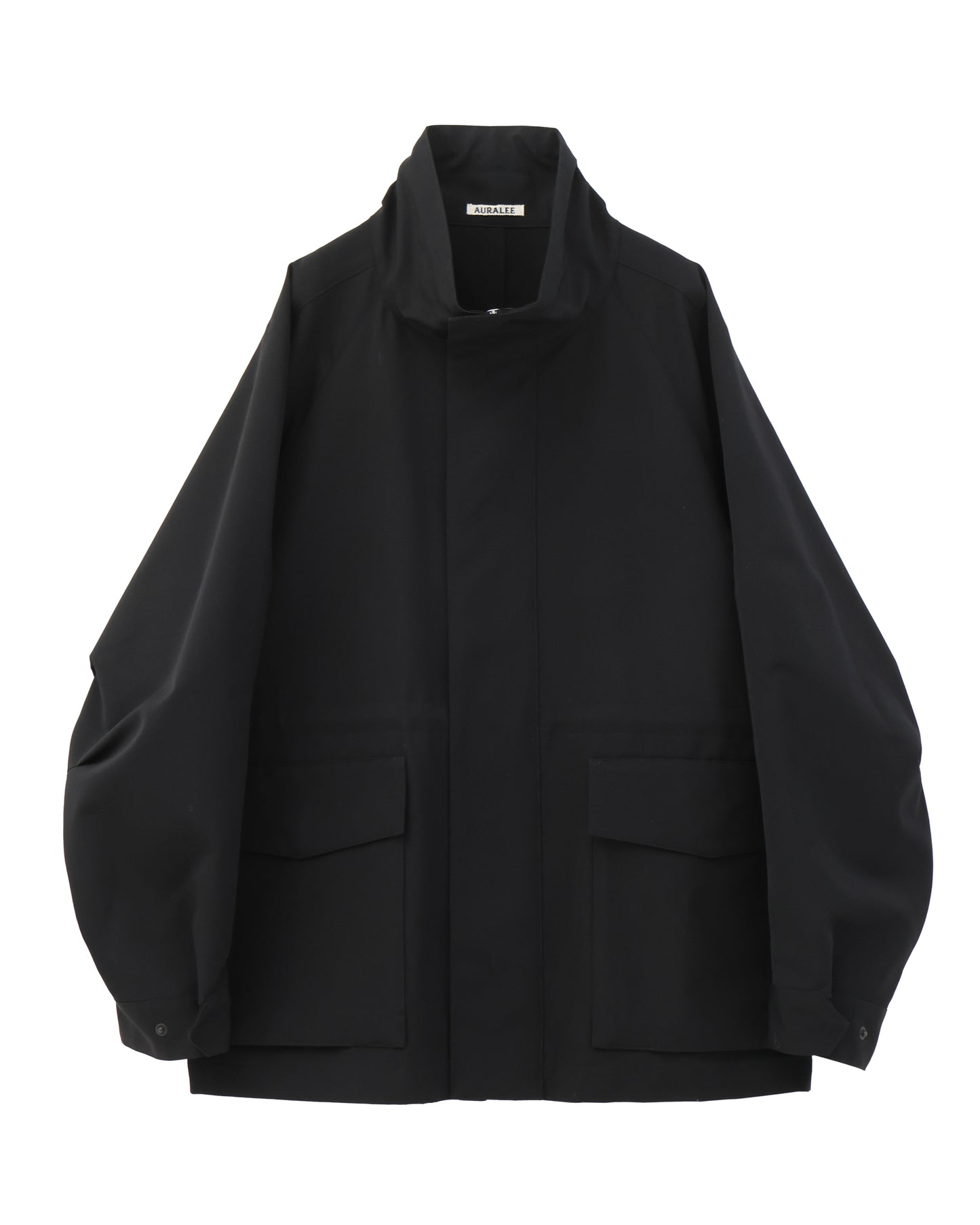 WOOL MAX CANVAS HIGH NECK ZIP BLOUSON BLACK