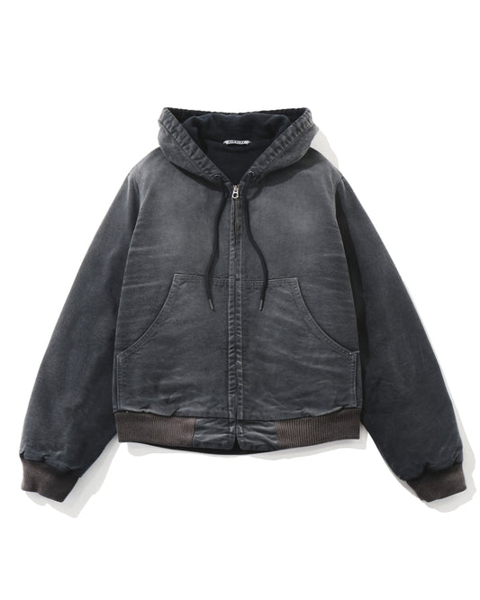 PRODUCT DYED ORGANIC COTTON DUCK SHORT ZIP PARKA FADED BLACK