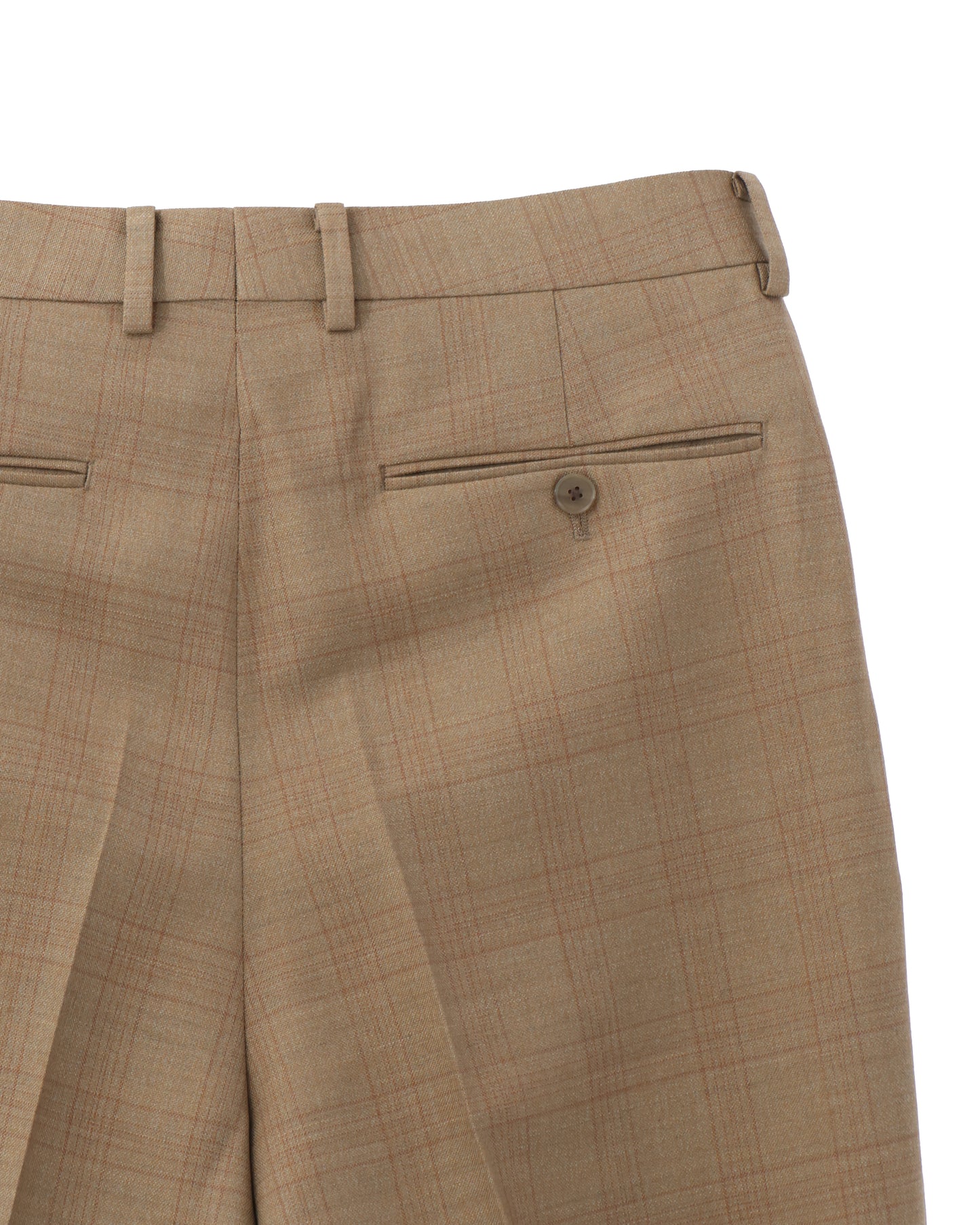 BLUEFACED WOOL TWO-TUCK SLACKS BROWN CHECK