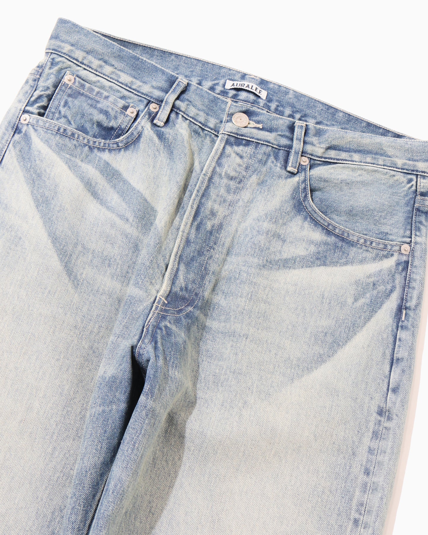 SELVEDGE FADED HEAVY DENIM WIDE PANTS FADED INDIGO