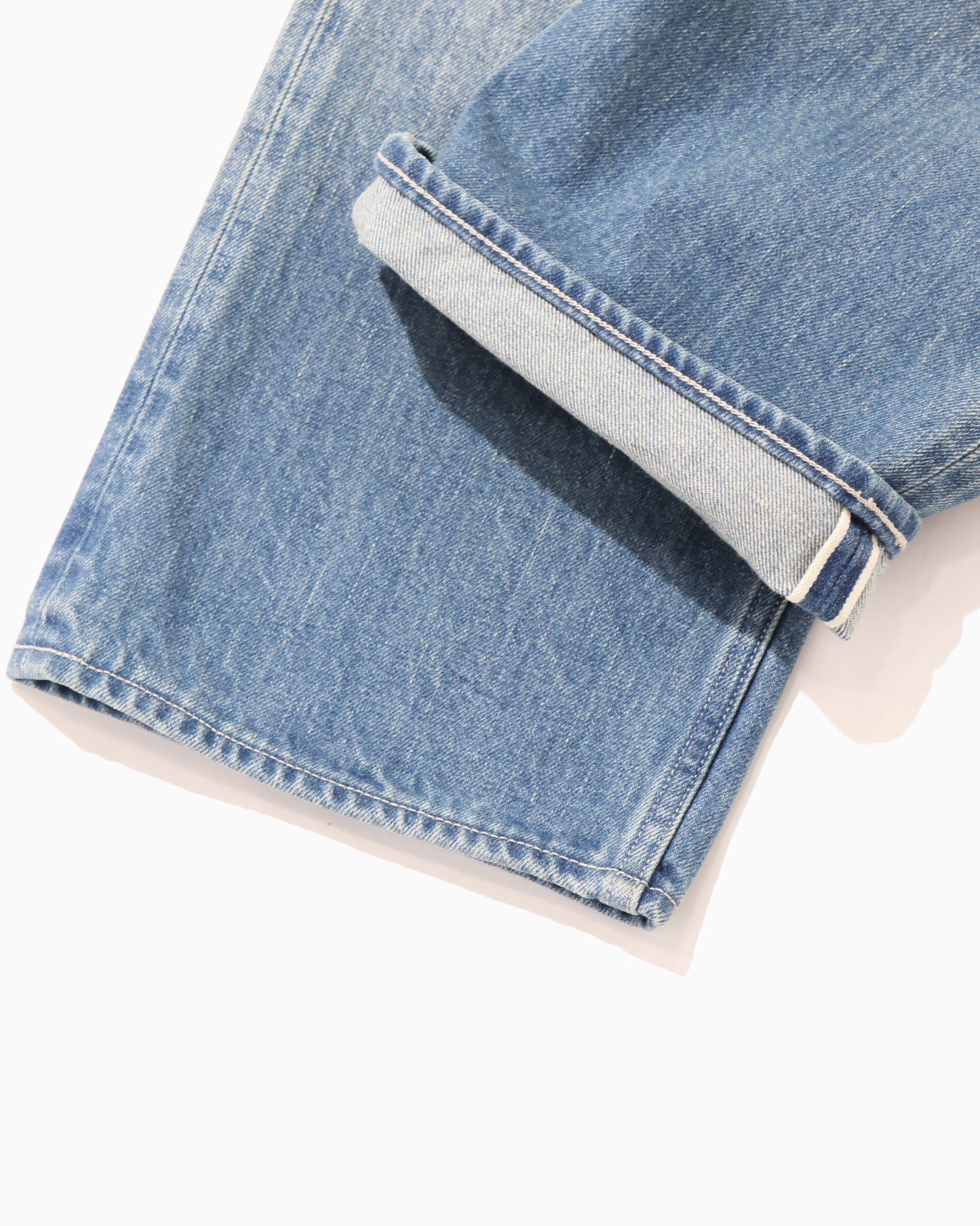 SELVEDGE FADED HEAVY DENIM WIDE PANTS FADED INDIGO