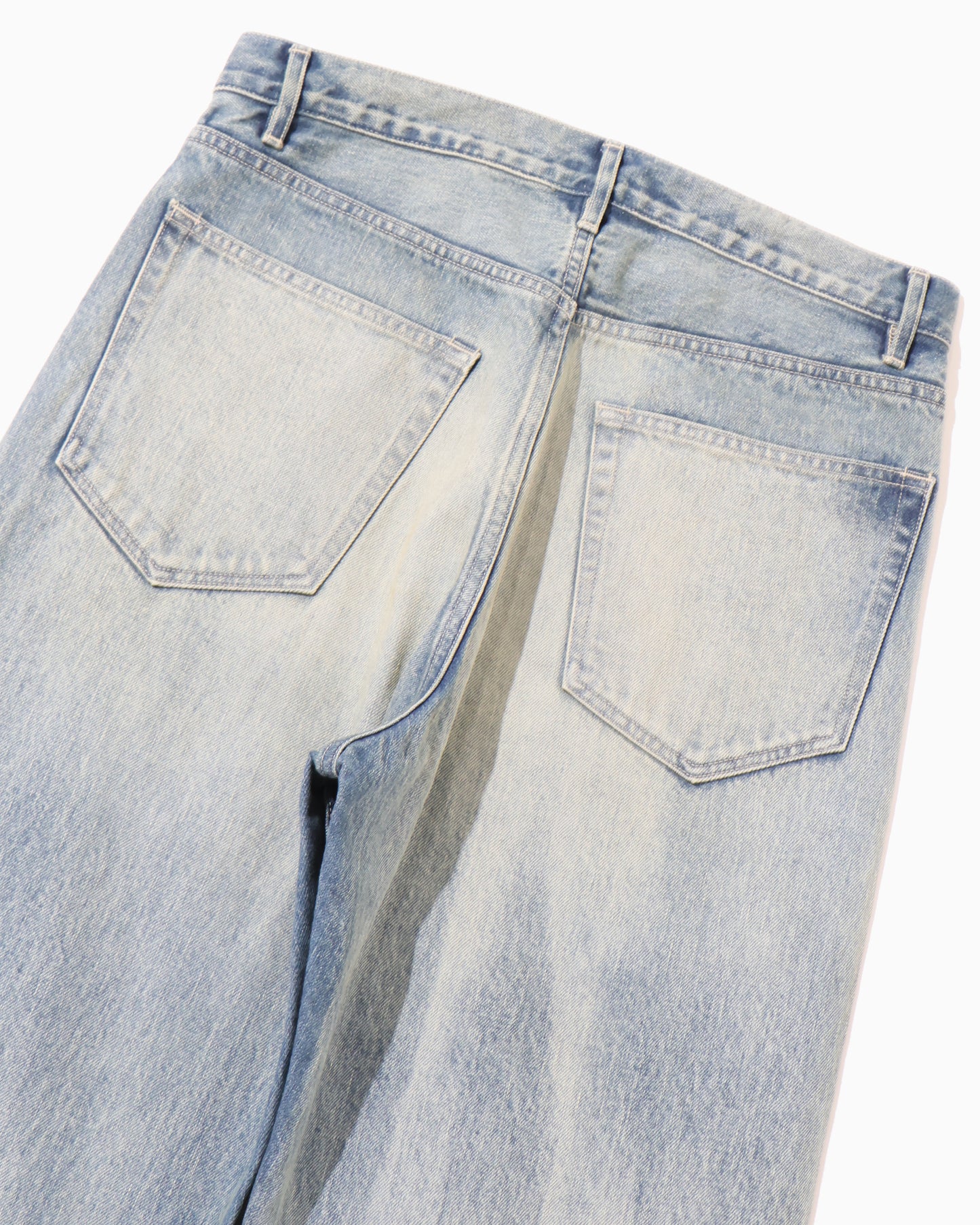 SELVEDGE FADED HEAVY DENIM WIDE PANTS FADED INDIGO